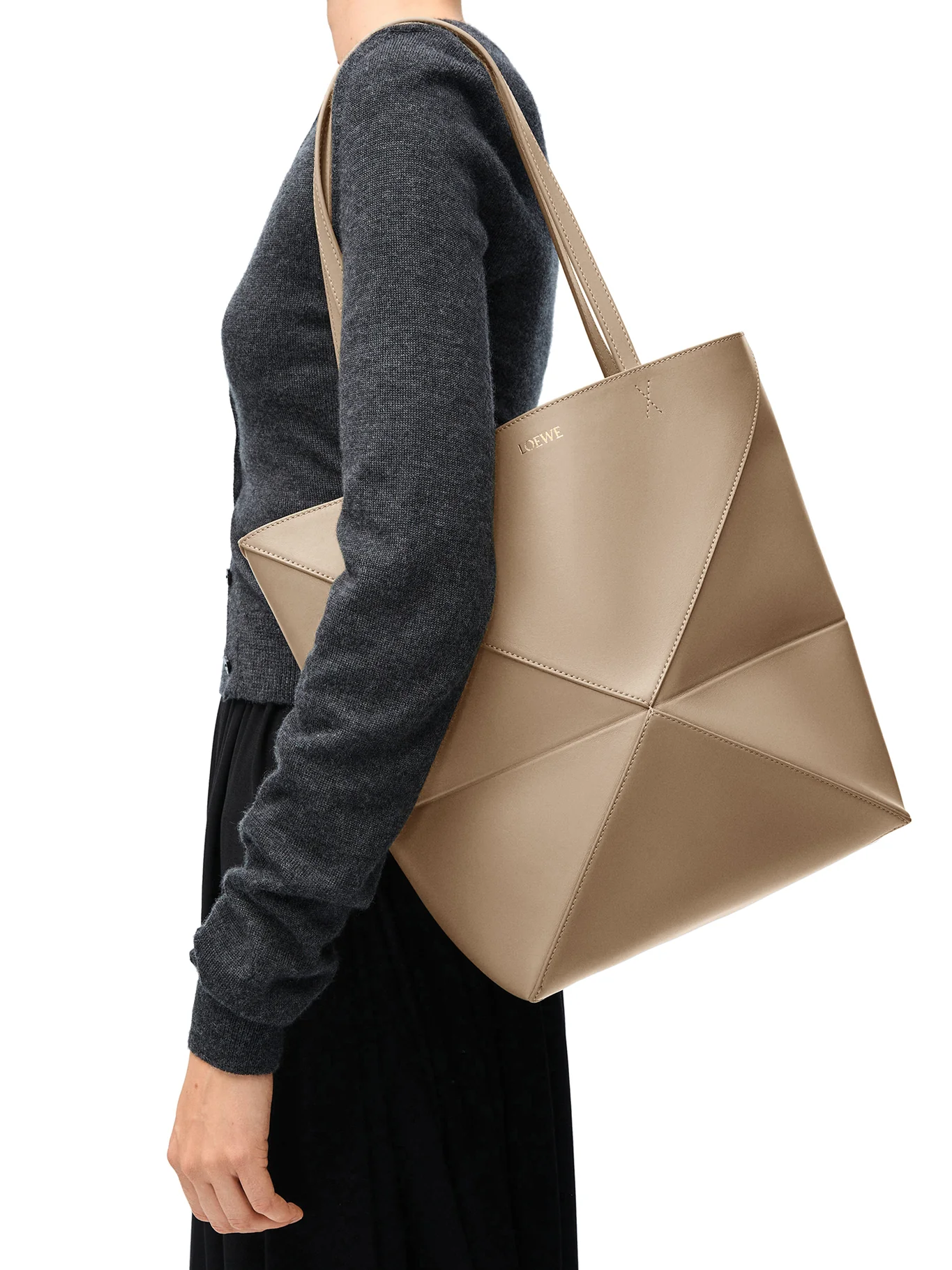 PUZZLE FOLD TOTE BAG IN POLISHED CALFSKIN - Image 2