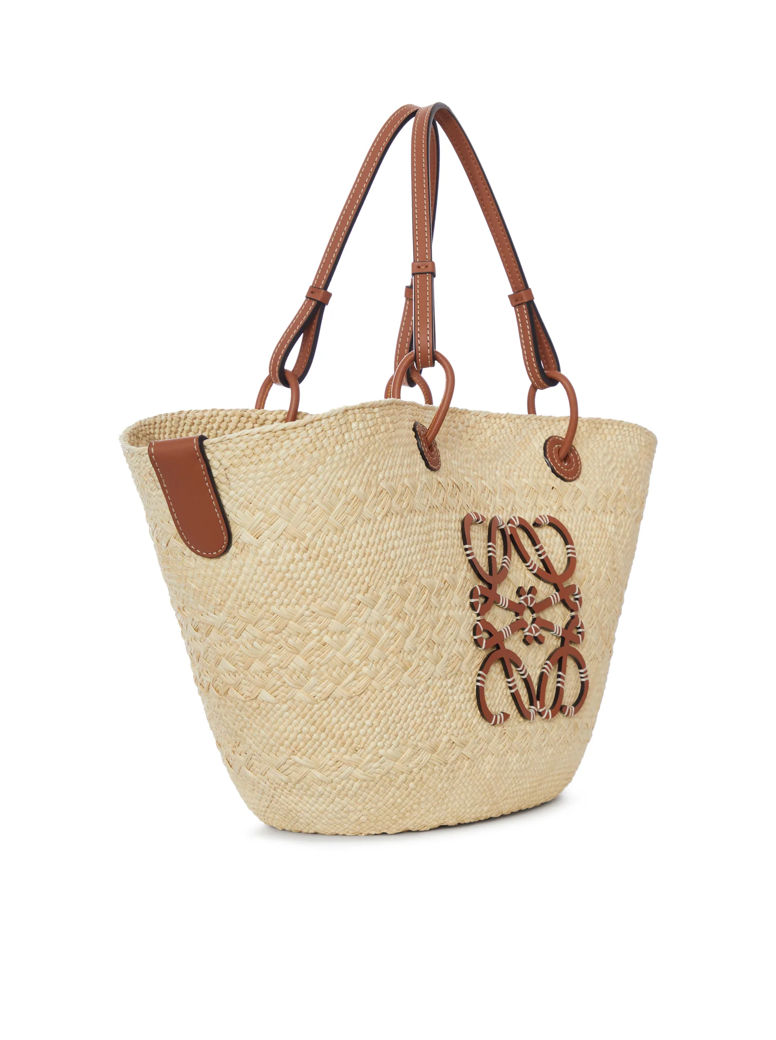 ANAGRAM BASKET MEDIUM BAG IN IRACA PALM AND CALFSKIN - Image 2