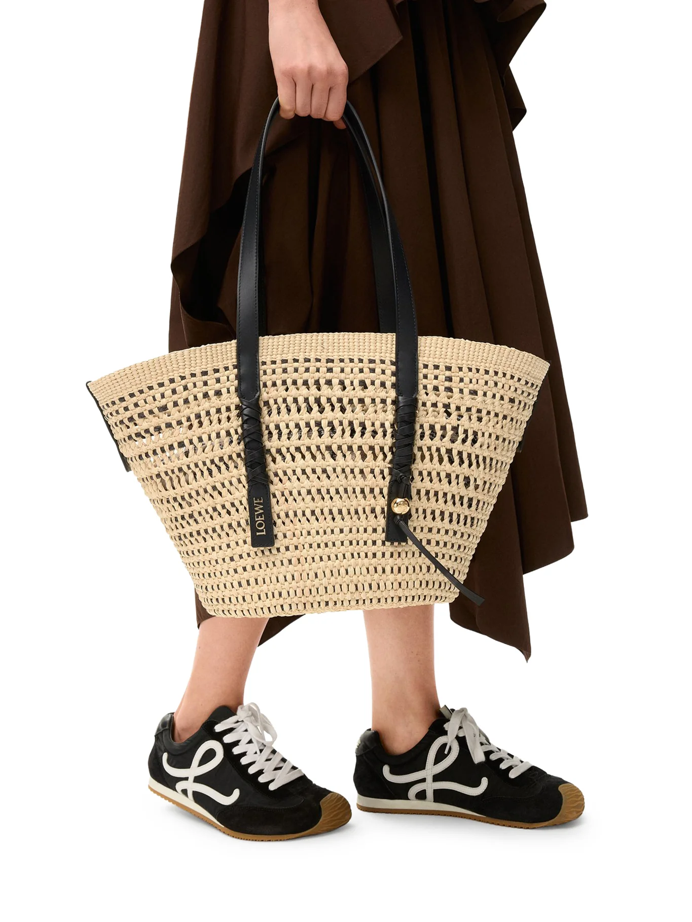 MEDIUM BRAID BASKET BAG IN IRACA PALM AND CALFSKIN - Image 3