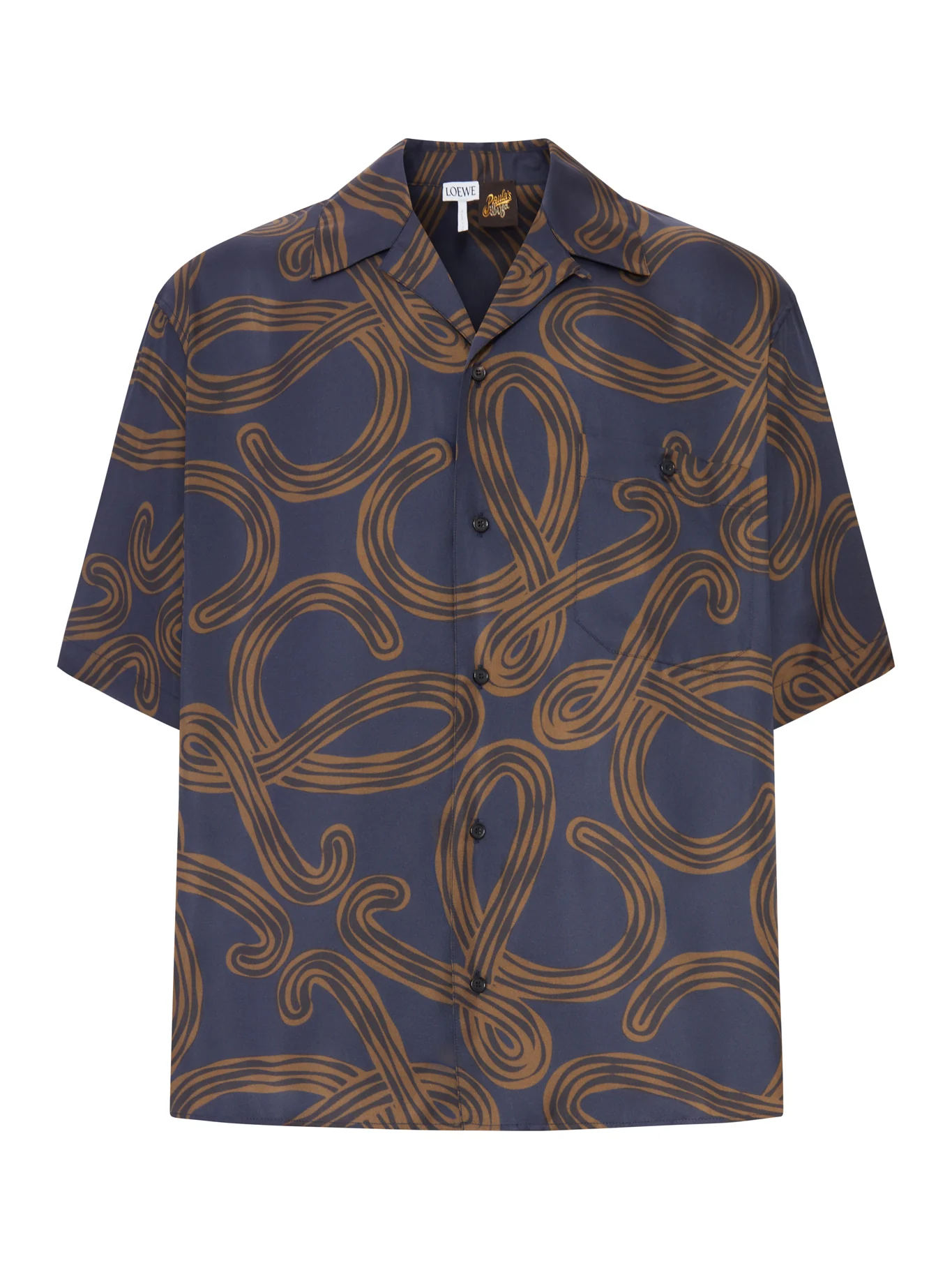 SHORT-SLEEVED SILK TWILL SHIRT WITH ALL-OVER ANAGRAM PRINT