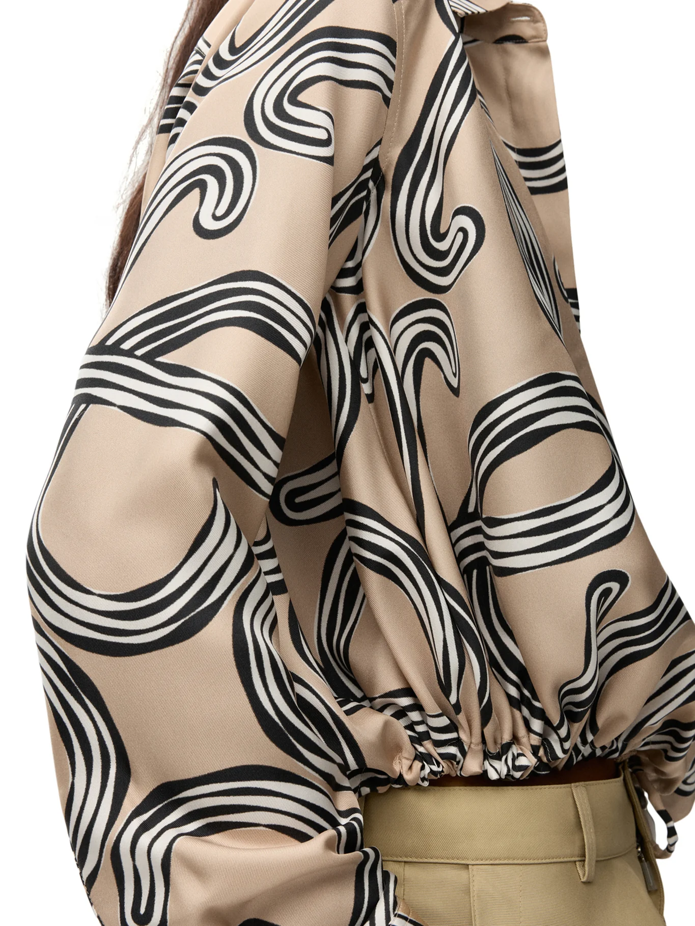 SILK TWILL BALLOON SHIRT WITH ANAGRAM PRINT AND DRAWSTRING HEM - Image 5
