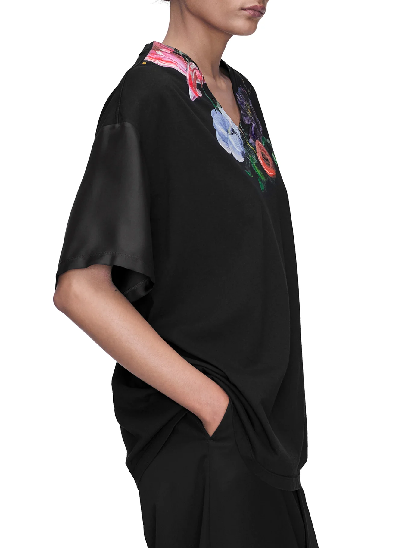 COTTON AND SILK T-SHIRT WITH FLORAL PATTERN - Image 4
