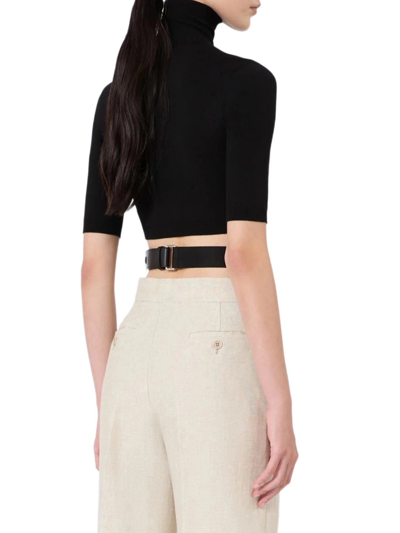 CROP TURTLENECK IN STRETCH FABRIC - Image 3