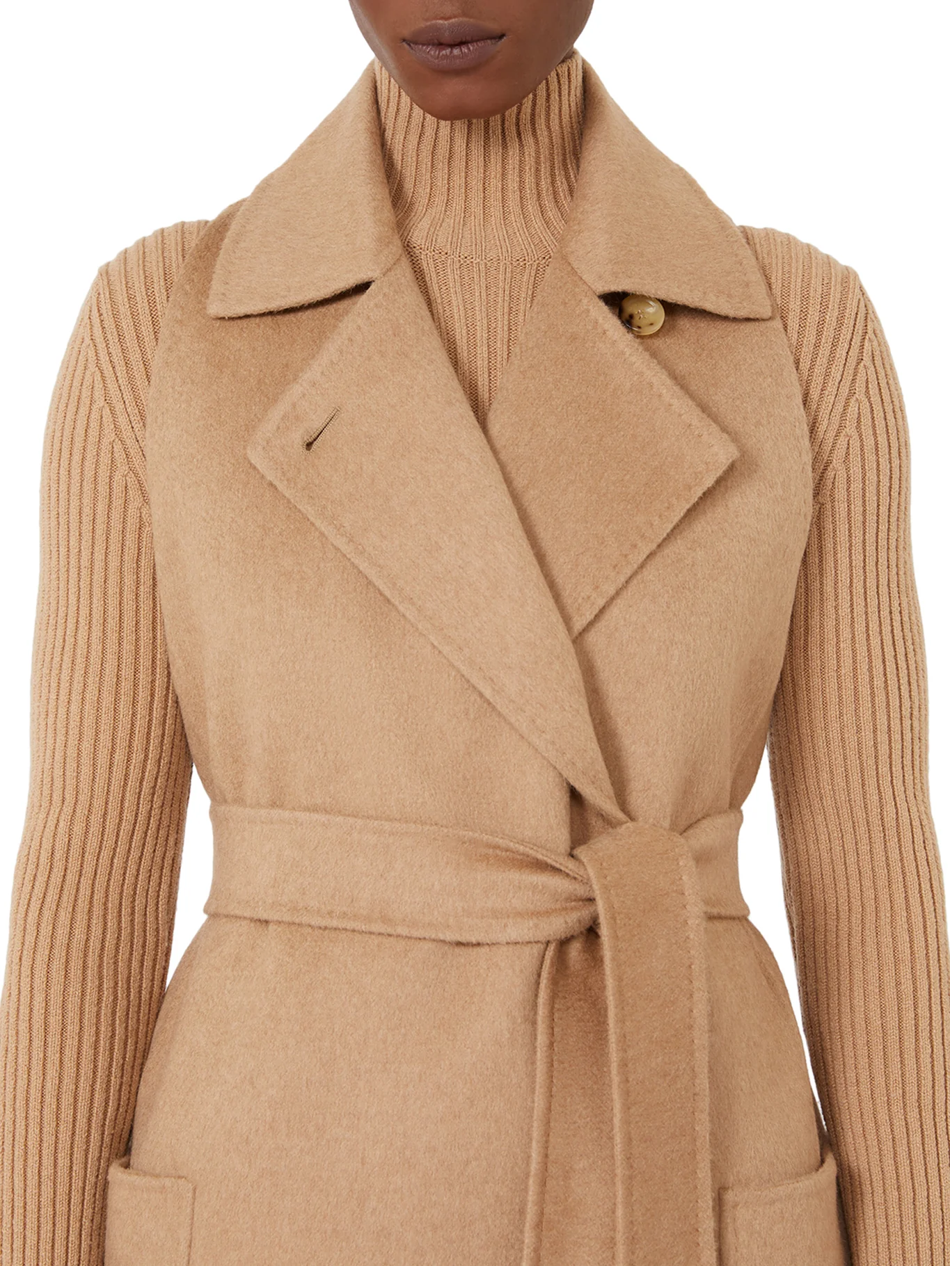 SLEEVELESS CAMEL COAT - Image 5
