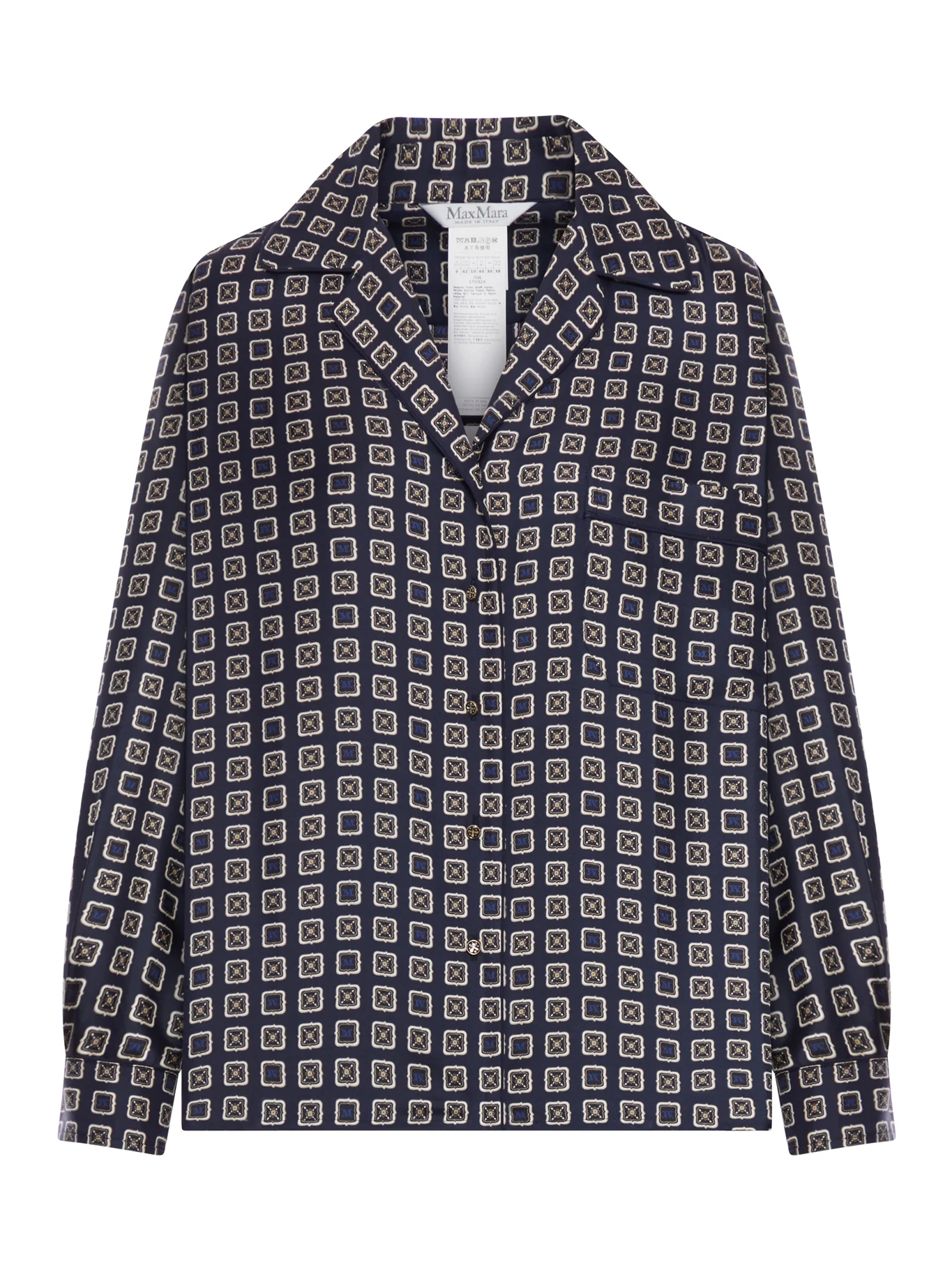 SEMI-FITTED PRINTED SILK SHIRT