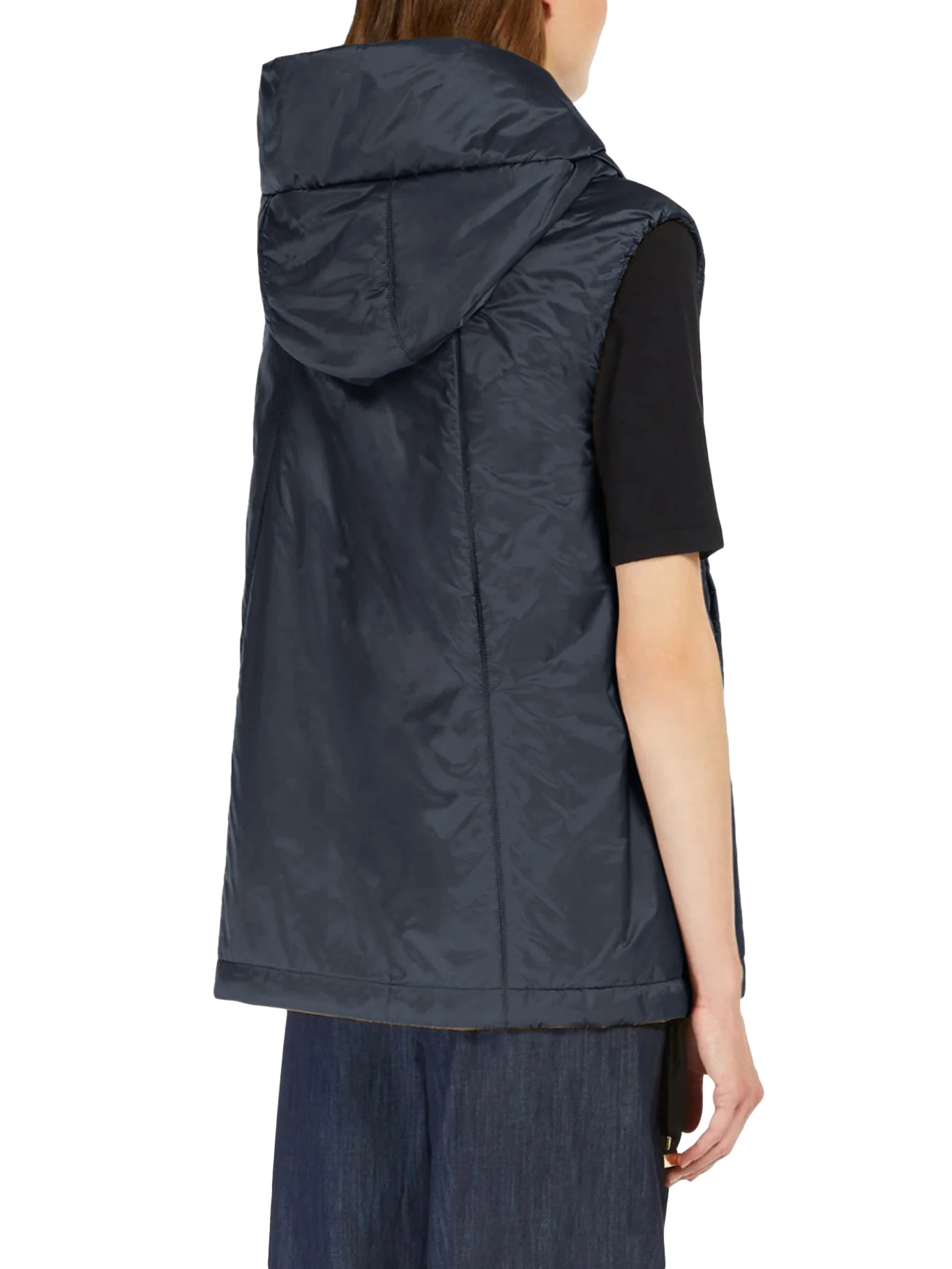 PADDED VEST WITH HOOD IN WATERPROOF CANVAS - Image 4