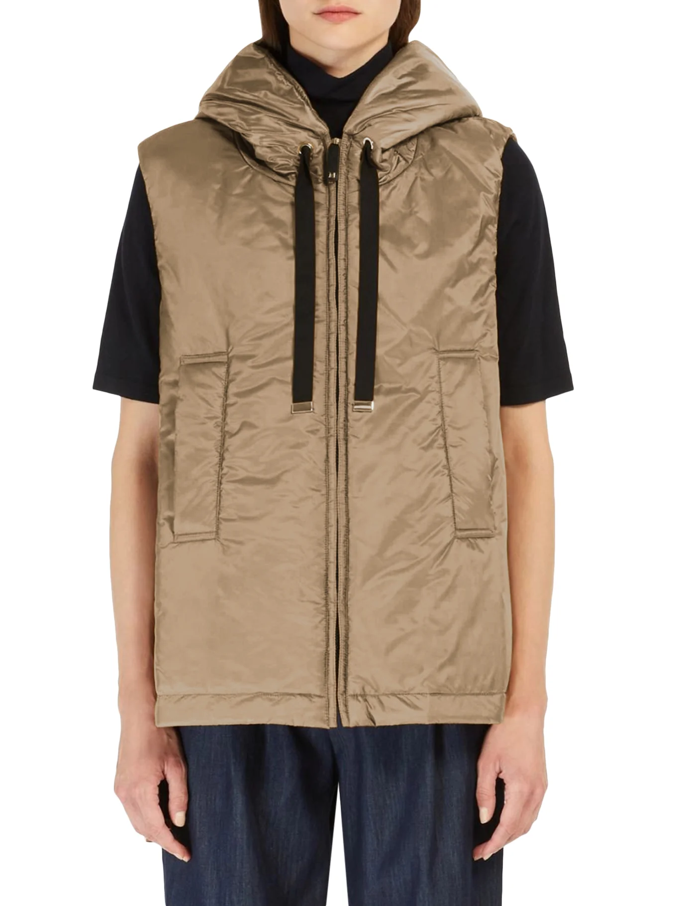 PADDED VEST WITH HOOD IN WATERPROOF CANVAS - Image 3