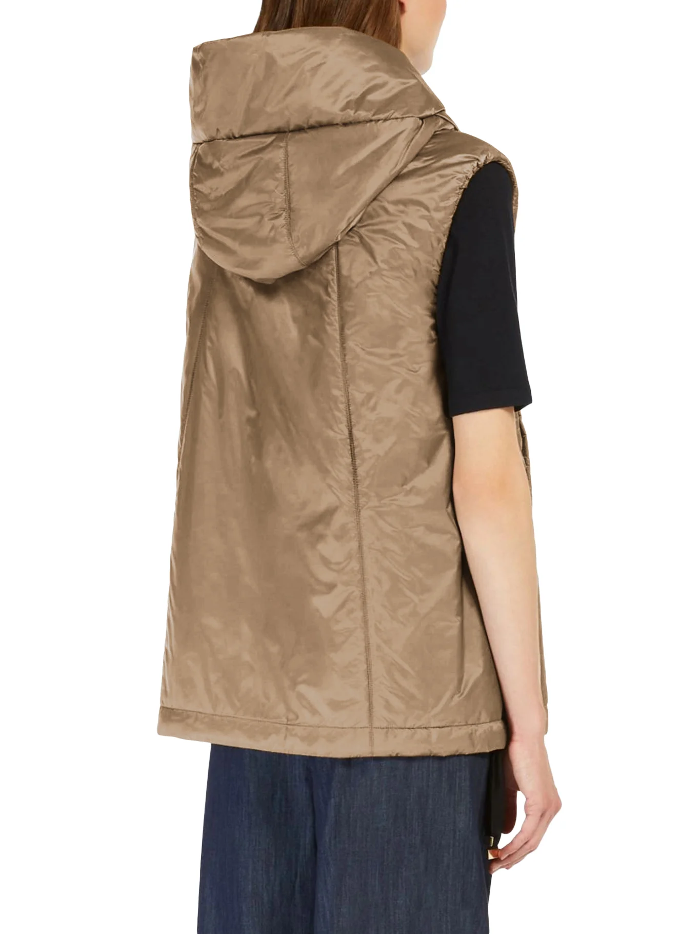 PADDED VEST WITH HOOD IN WATERPROOF CANVAS - Image 4