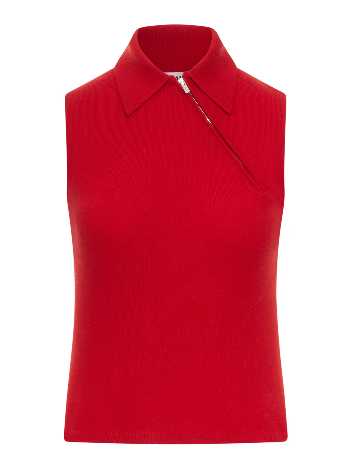 CASHMERE SLEEVELESS POLO SHIRT