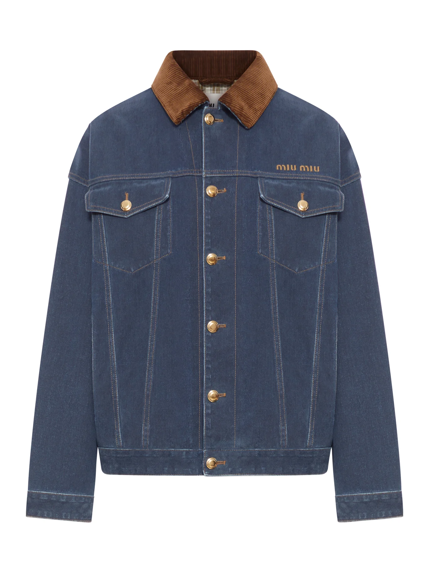 FLOCKED DENIM AND VELVET BLOUSON