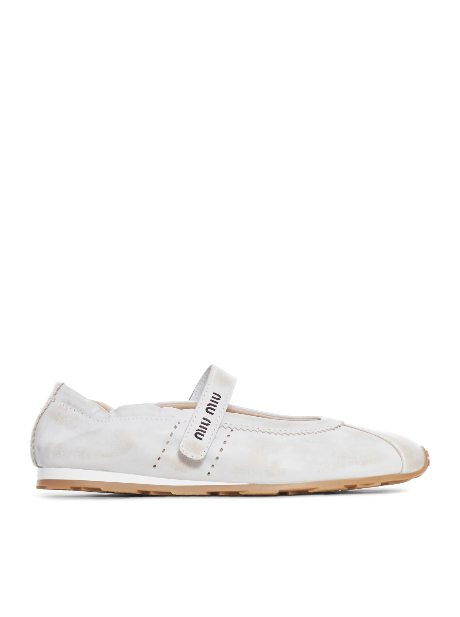 PLUME BALLET FLATS IN DÉLAVÉ EFFECT LEATHER