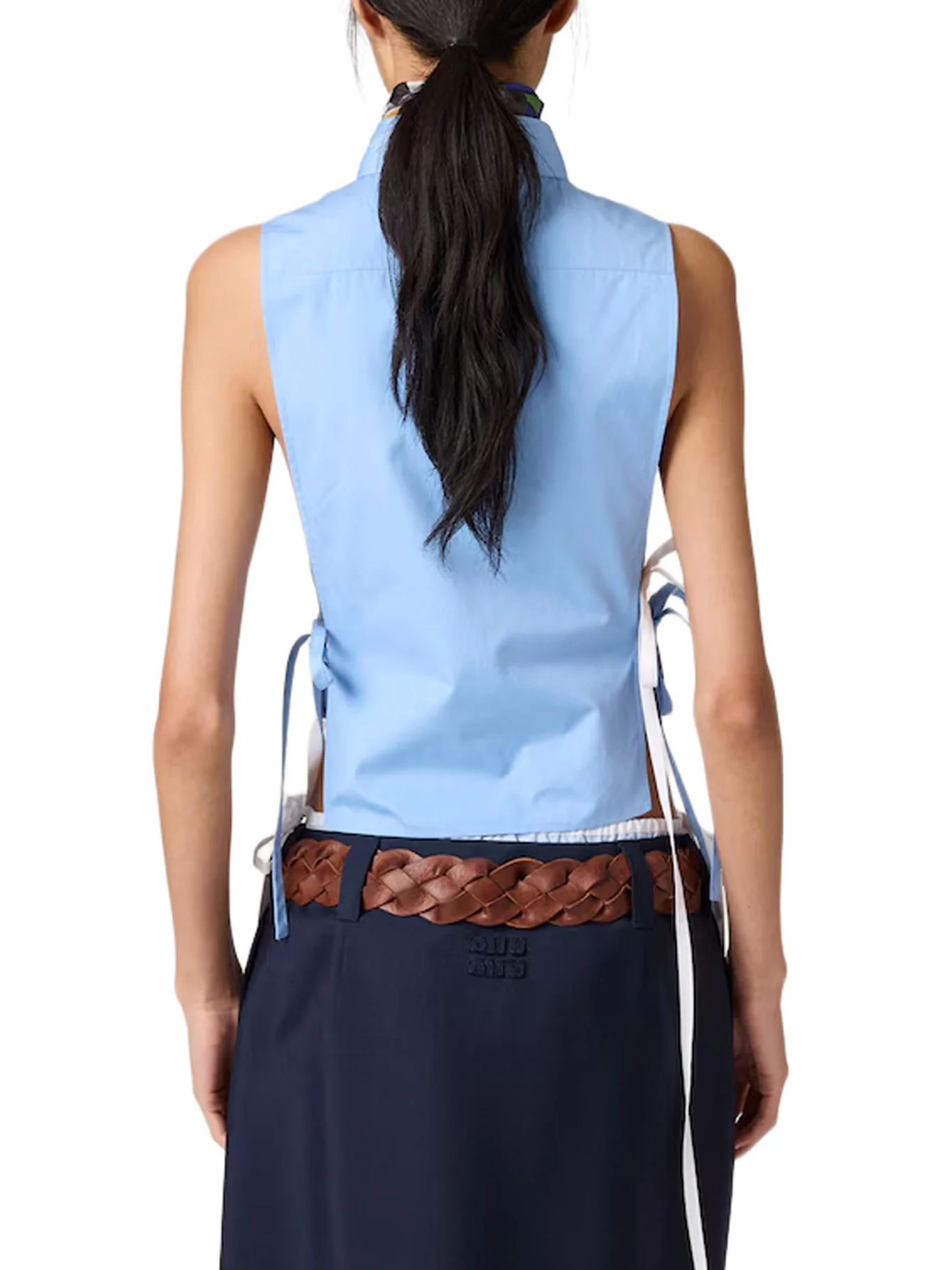 SLEEVELESS POPLIN SHIRT WITH RIBBONS - Image 3