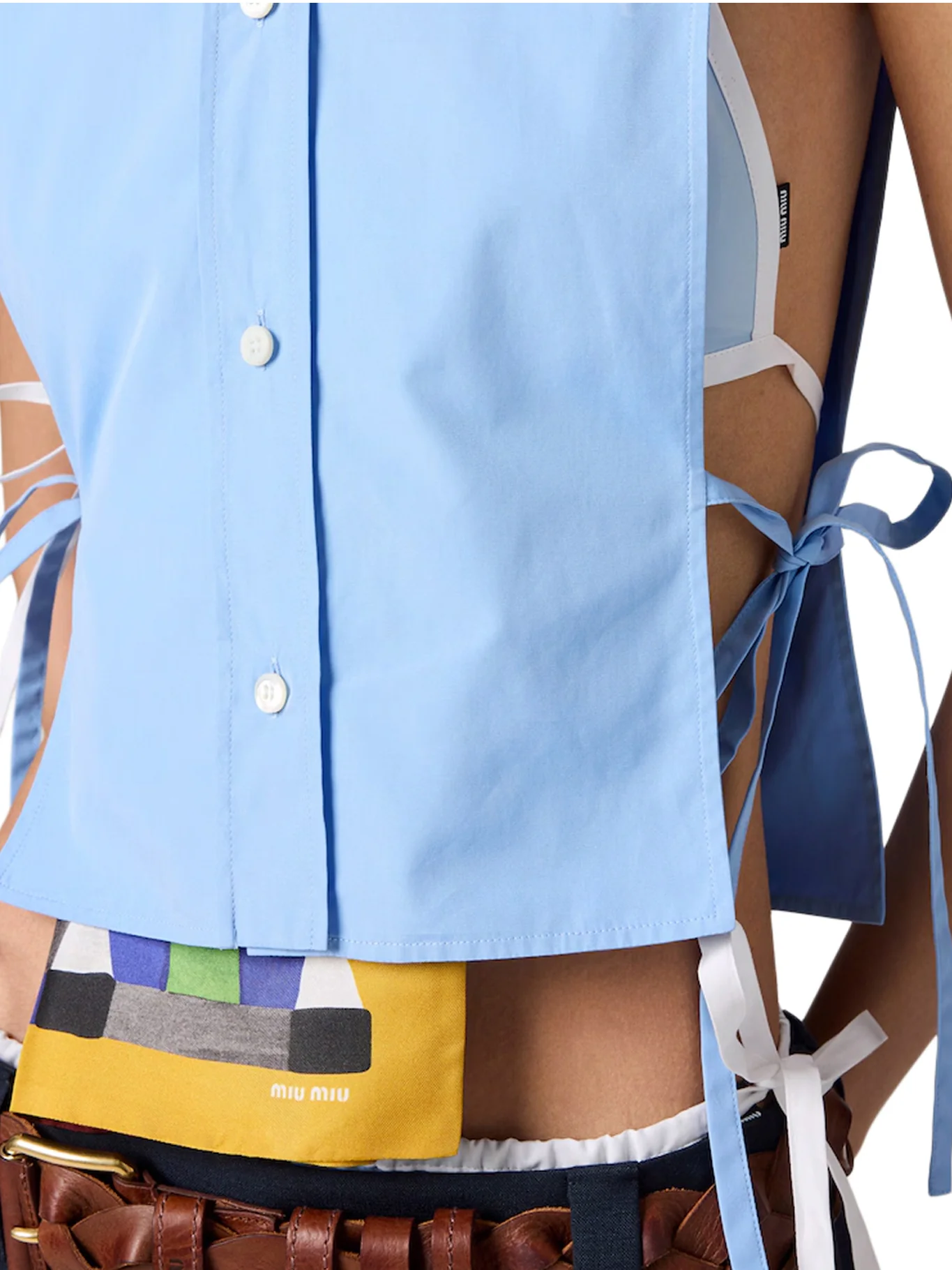 SLEEVELESS POPLIN SHIRT WITH RIBBONS - Image 4