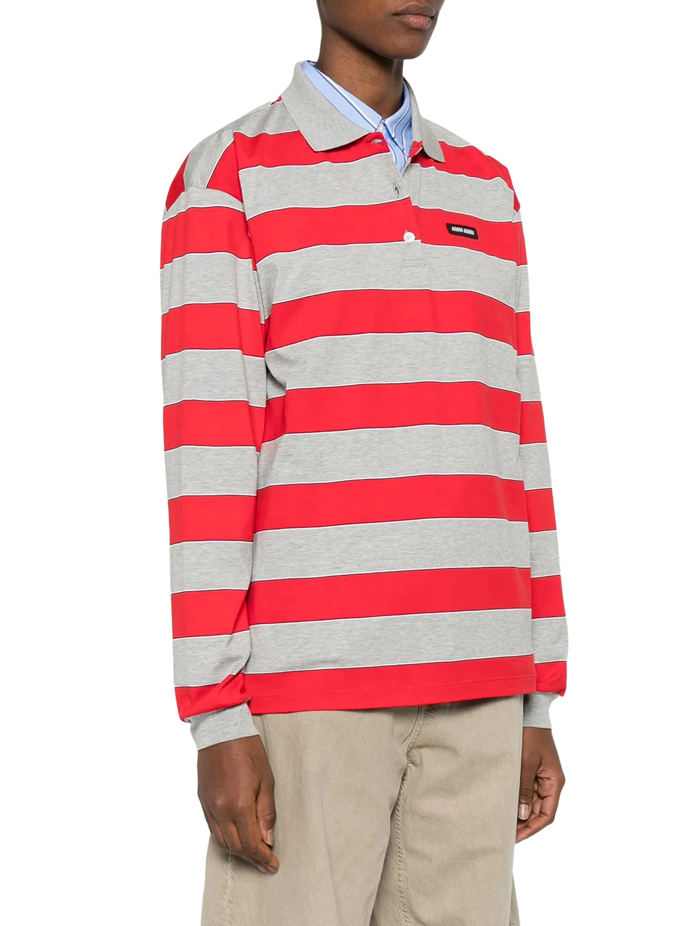 STRIPED COTTON JERSEY POLO SHIRT WITH LOGO PATCH - Image 3