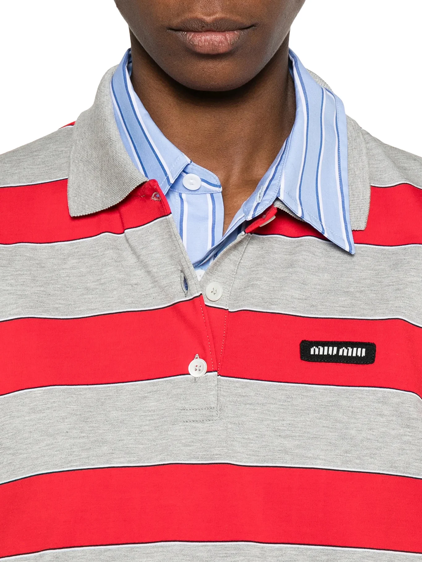 STRIPED COTTON JERSEY POLO SHIRT WITH LOGO PATCH - Image 5