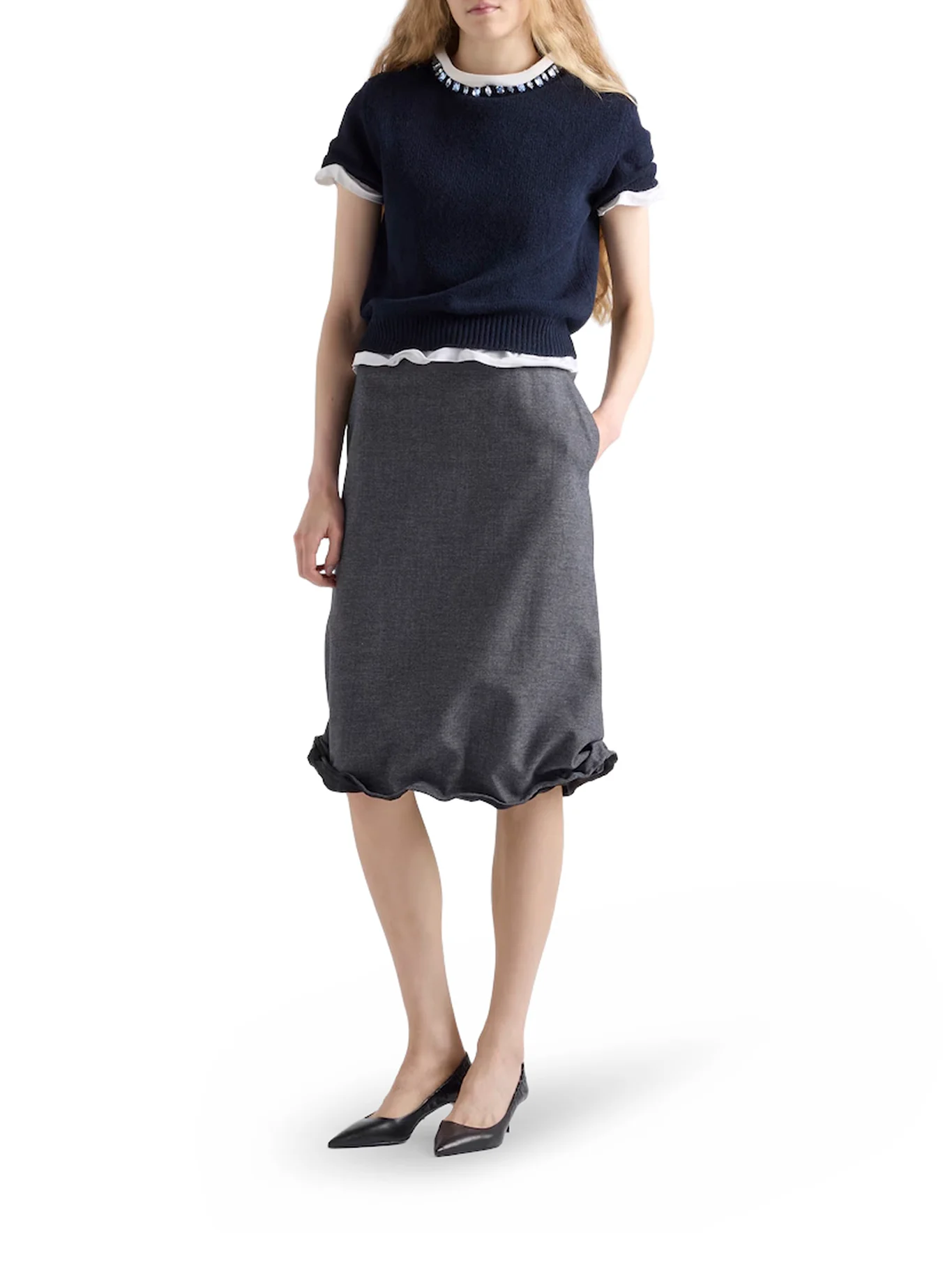 CREW NECK SWEATER IN WOOL AND CASHMERE - Image 2