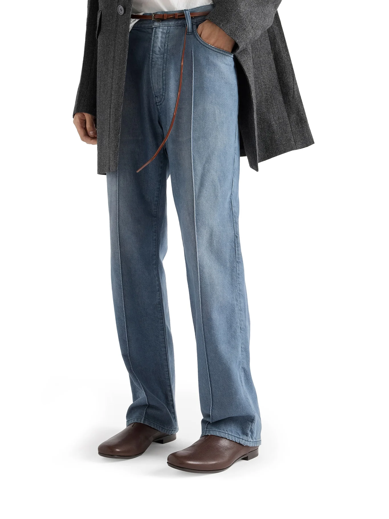 FIVE POCKET JEANS IN WASHED DENIM - Image 3