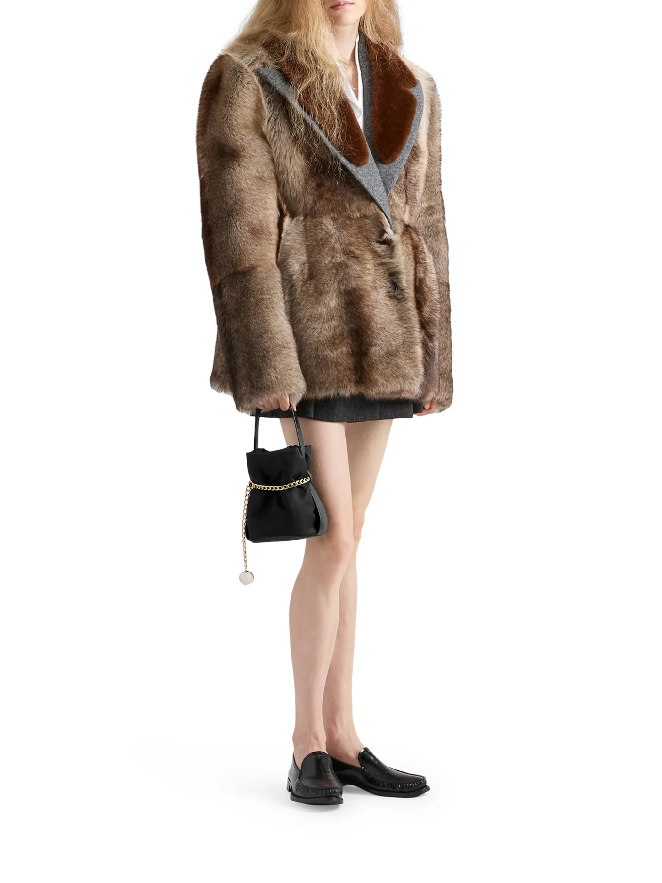 PETIT SAC NOIR MINI BUCKET BAG IN RE-NYLON AND NAPPA - Image 2