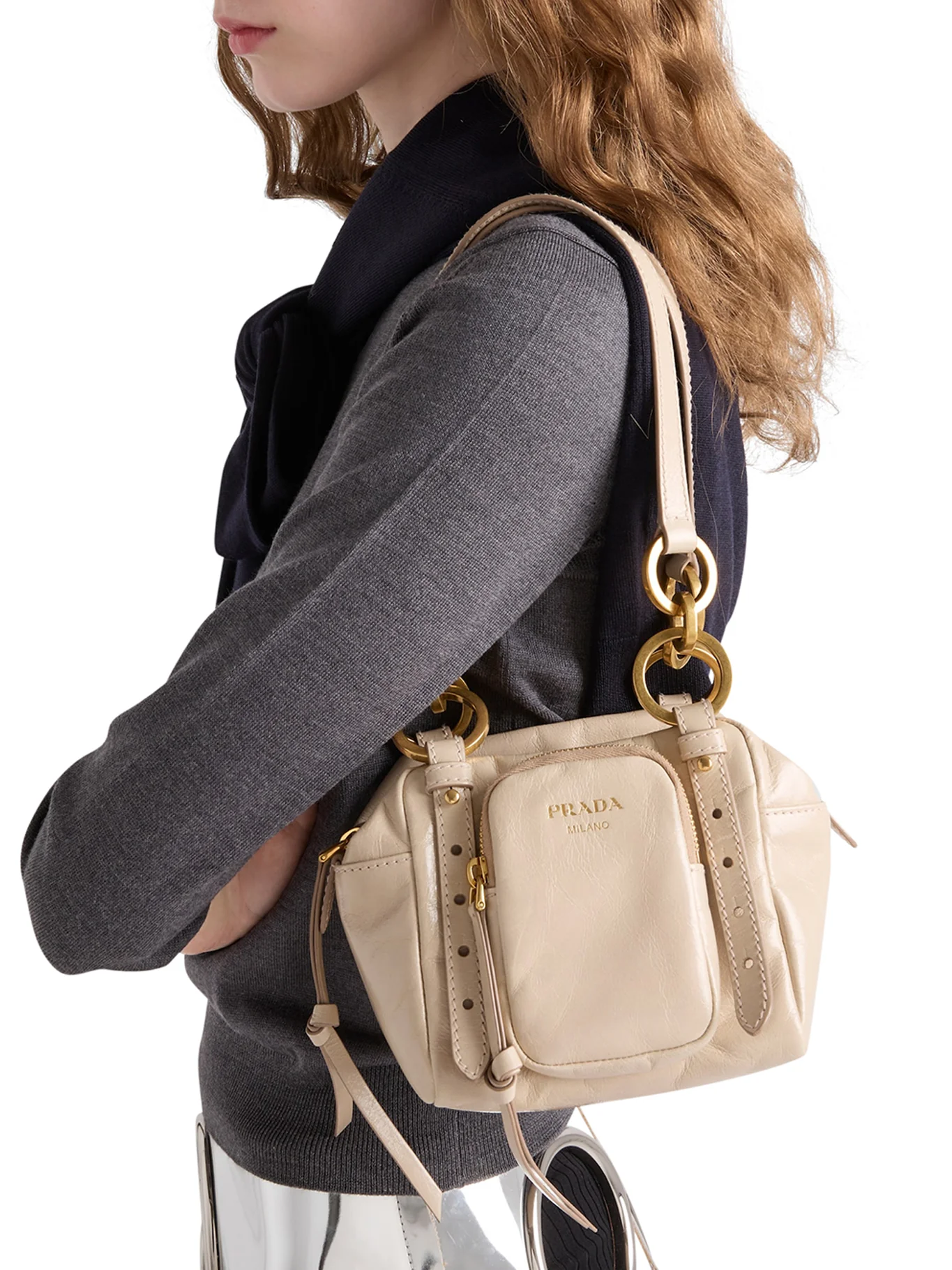 PRADA DANGLE MINI LEATHER TOP HANDLE - Image 3