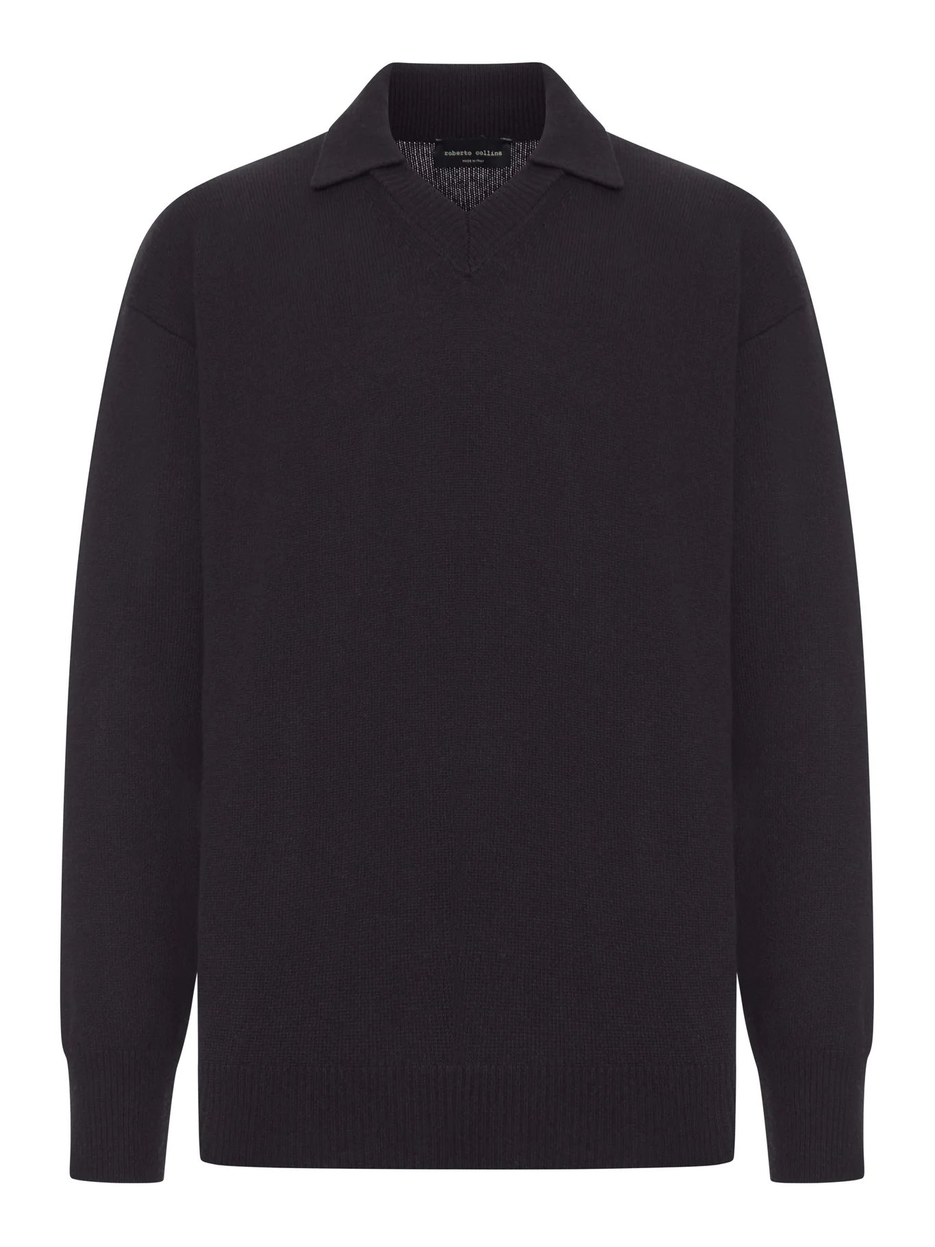 V-NECK WOOL POLO SHIRT