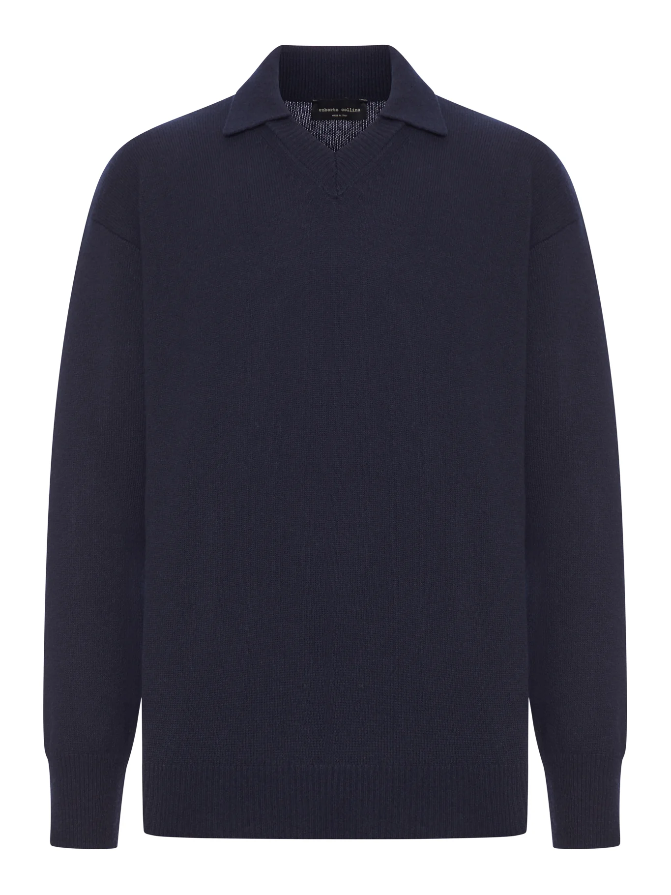 V-NECK WOOL POLO SHIRT
