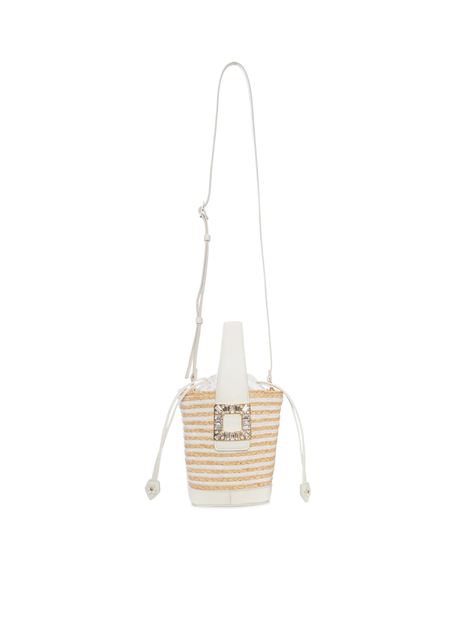 STRIPED RAFFIA BUCKET BAG WITH JEWEL BUCKLE - Image 4