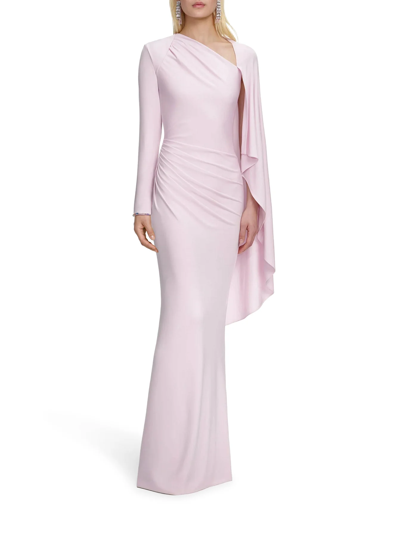 LONG DRAPED PINK JERSEY DRESS - Image 2