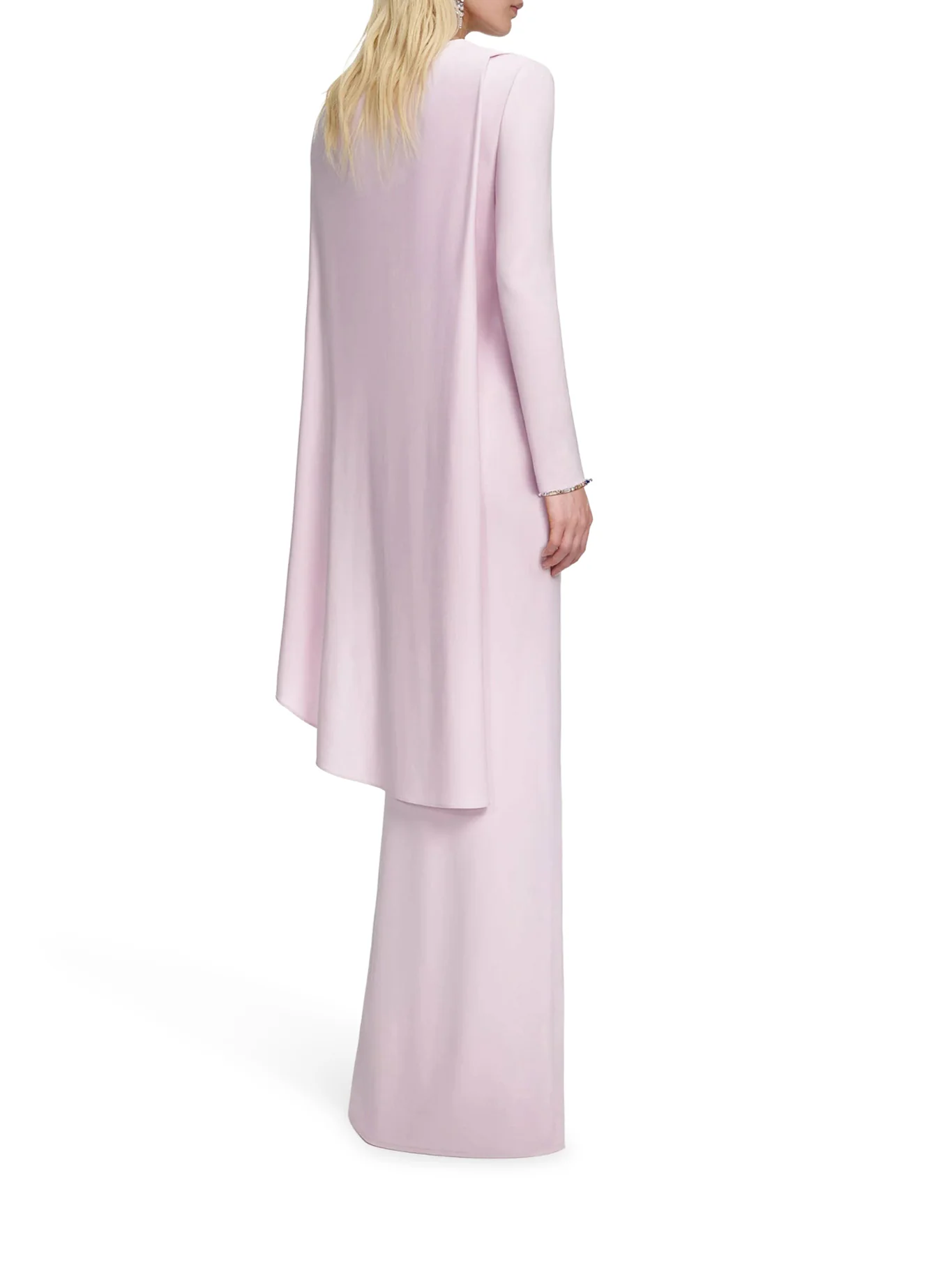 LONG DRAPED PINK JERSEY DRESS - Image 3
