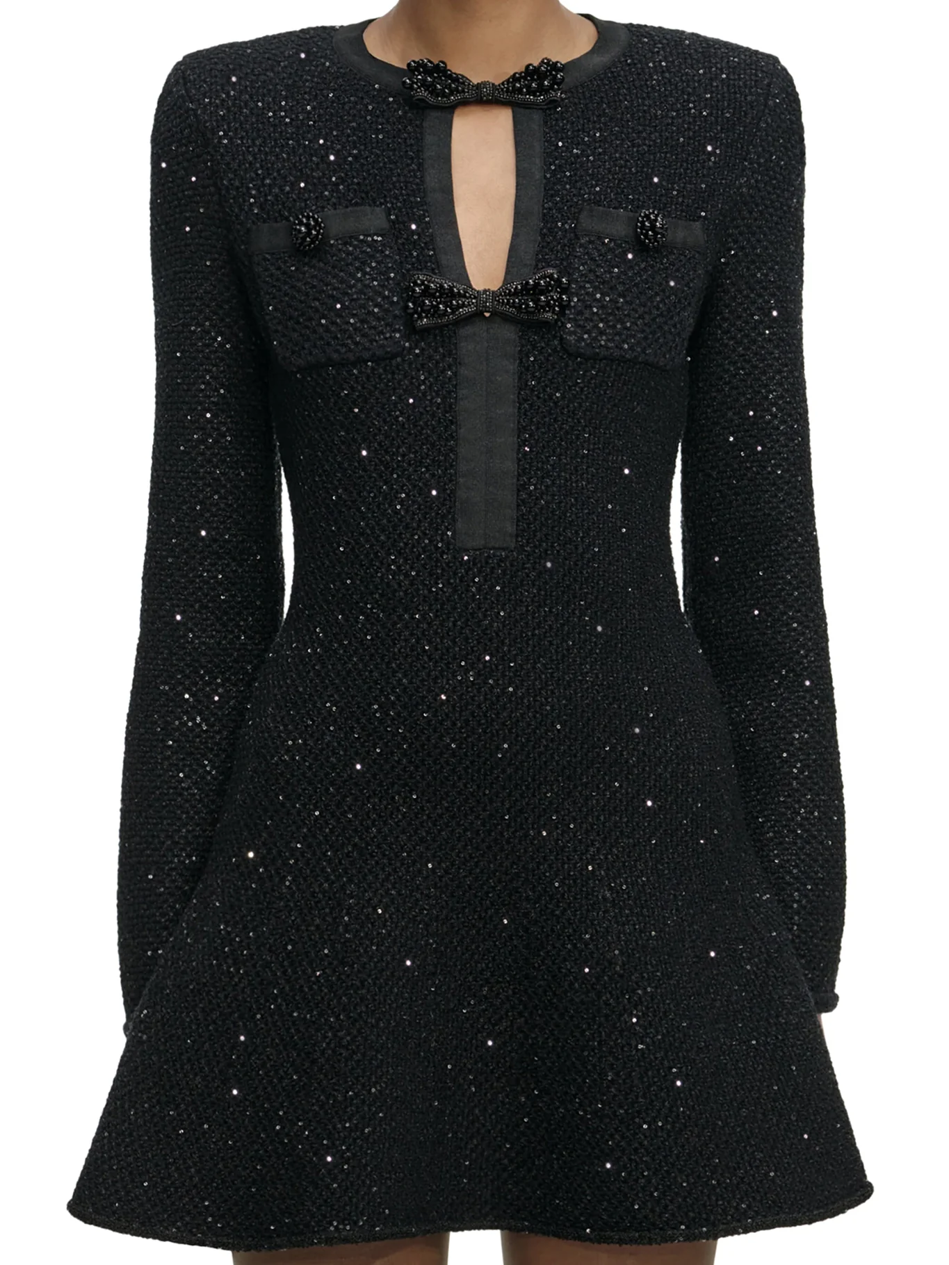 MINI DRESS IN KNIT WITH BLACK SEQUINS - Image 4