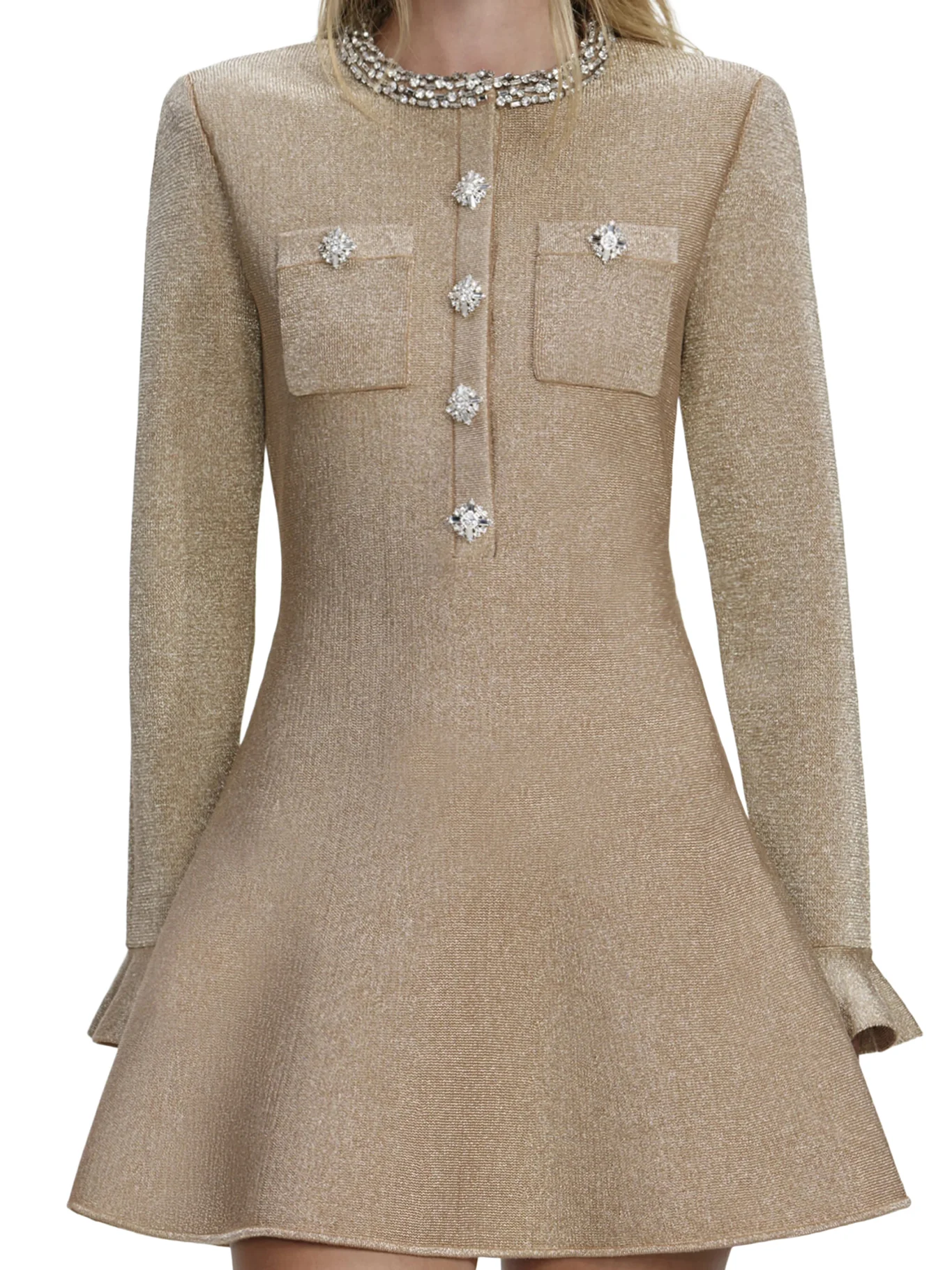 MINI KNITTED DRESS WITH CRYSTAL DETAILS - Image 4