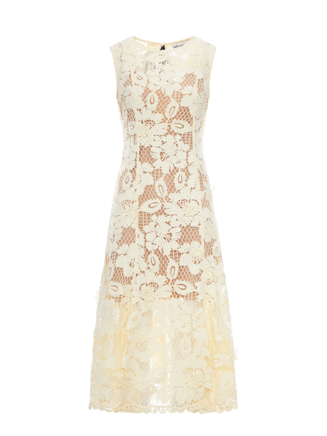 YELLOW CROCHET LACE MIDI DRESS