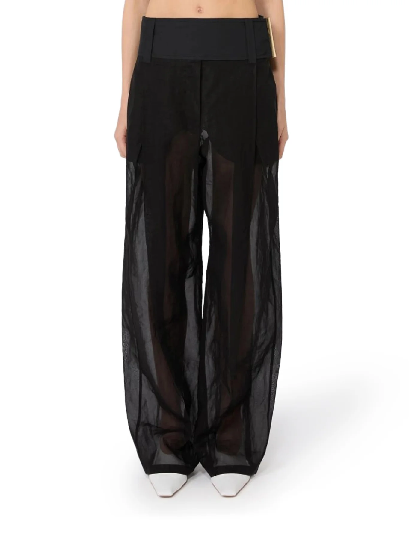 WIDE-LEG TROUSERS IN ORGANZA COTTON VOILE - Image 3