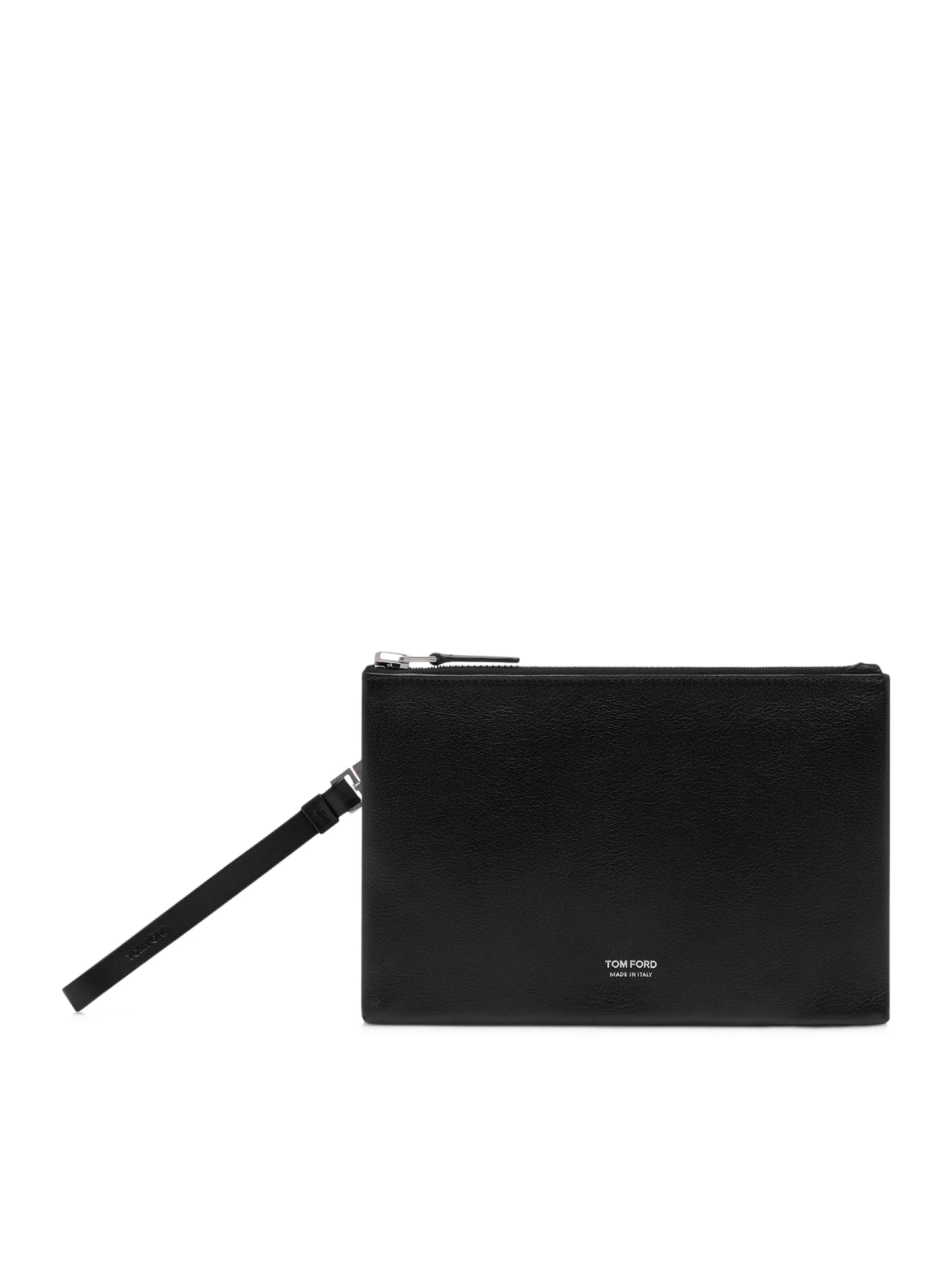 MINIMAL SLIM GRAIN LEATHER CLUTCH WITH WRIST STRAP