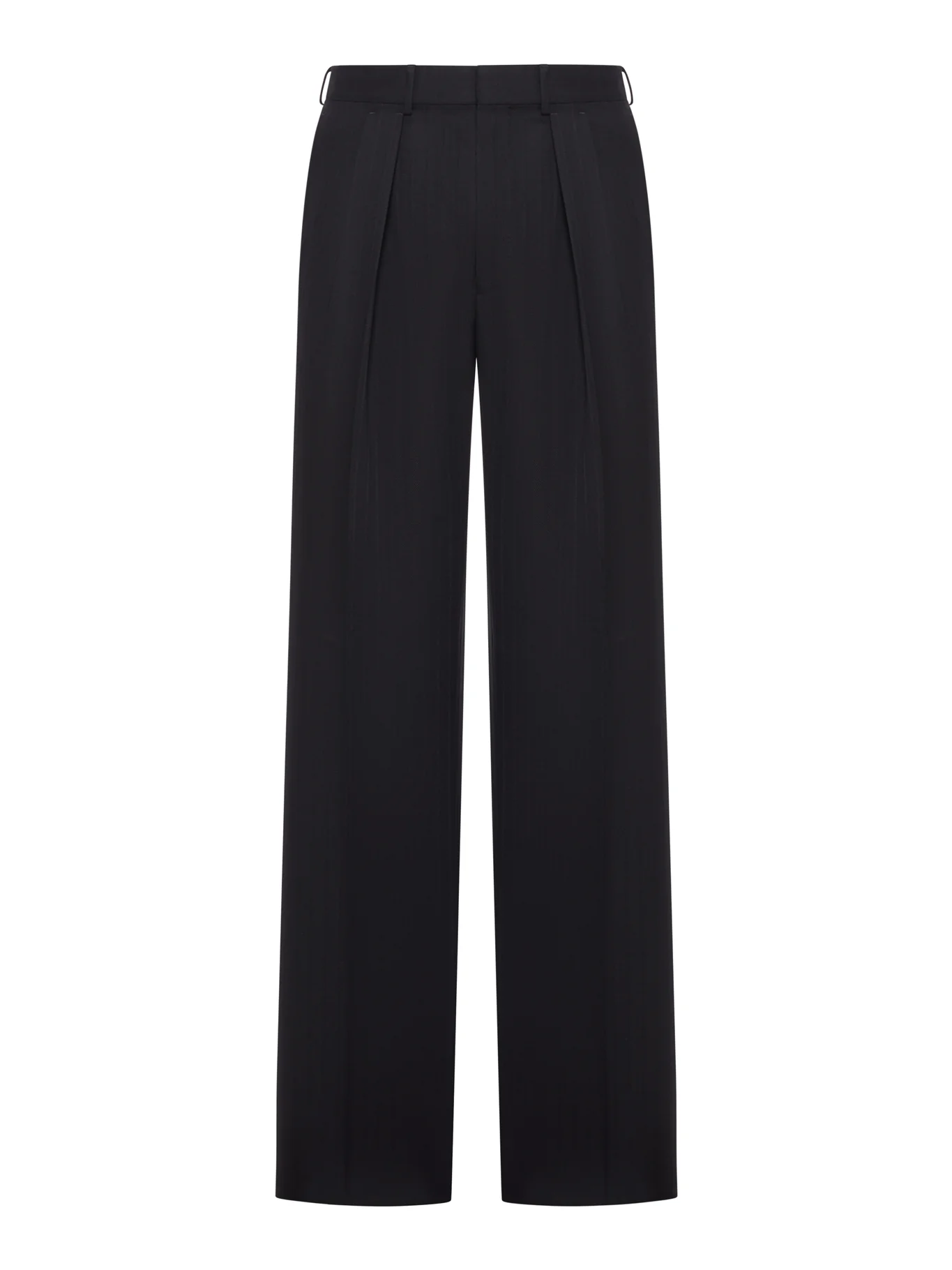 PINSTRIPED TAILORED WOOL TROUSERS