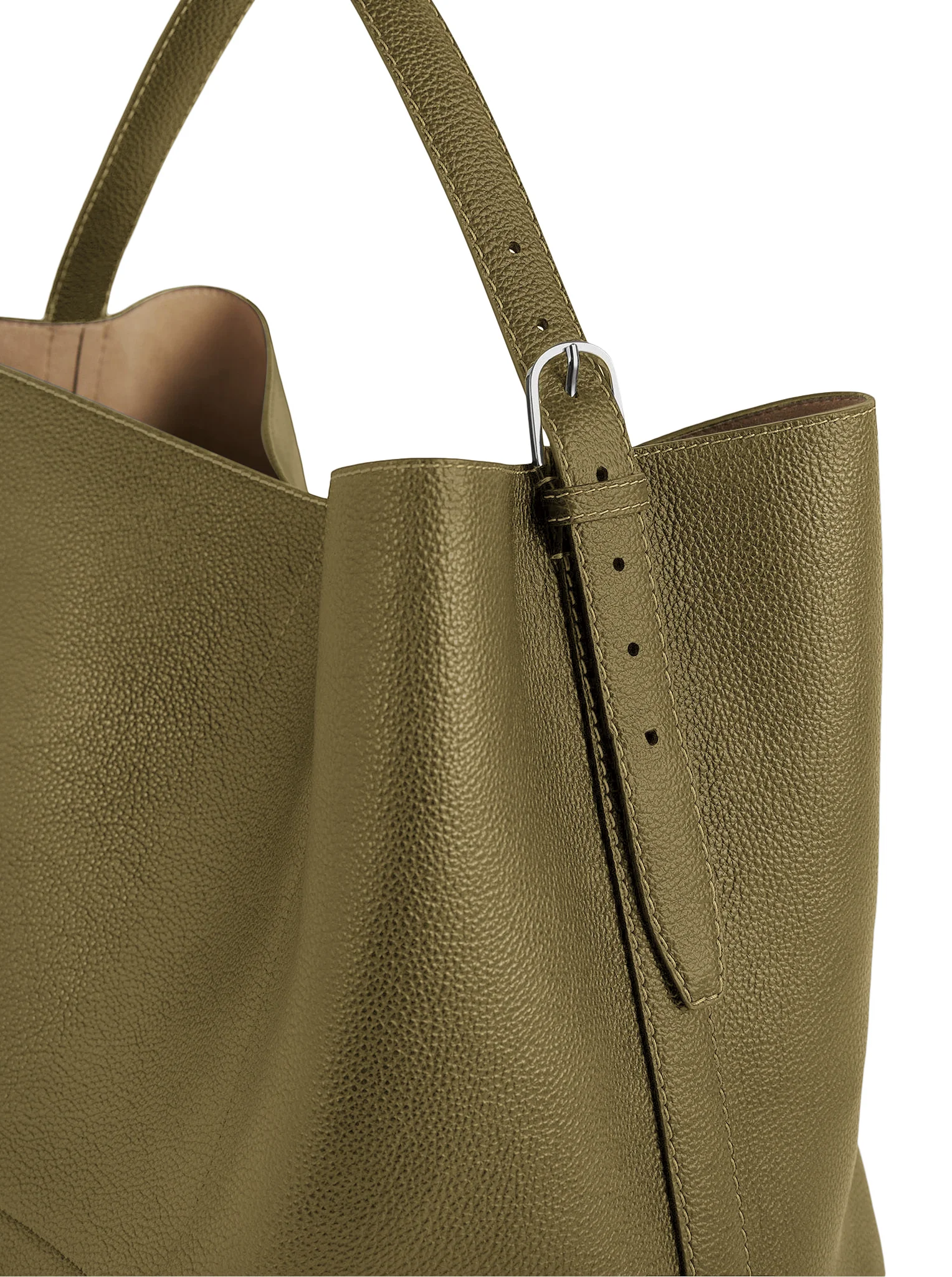BELTED TOTE BAG IN HAMMERED CALFSKIN - Image 4