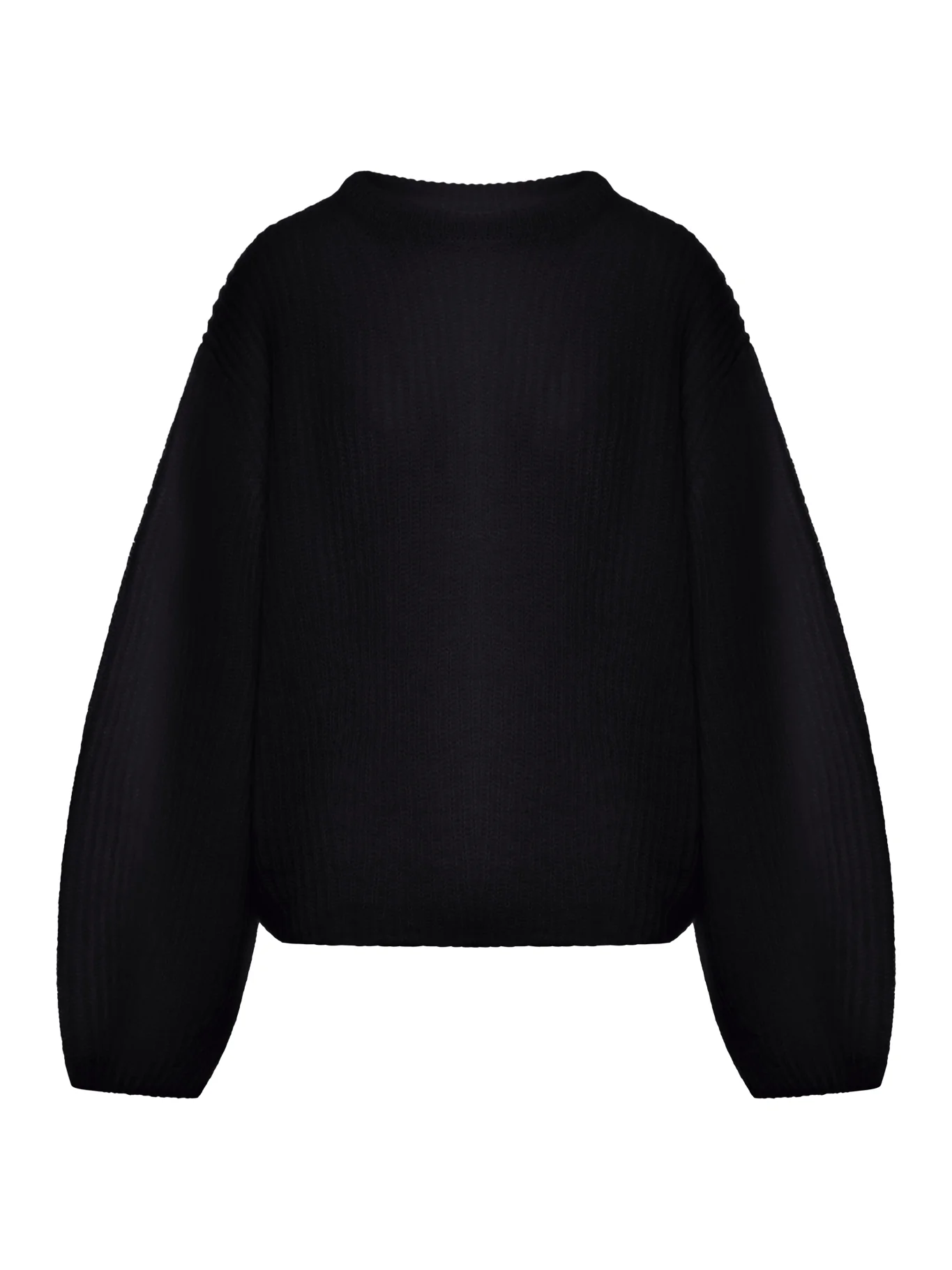 BLACK MOHAIR BLEND RIBBED SWEATER