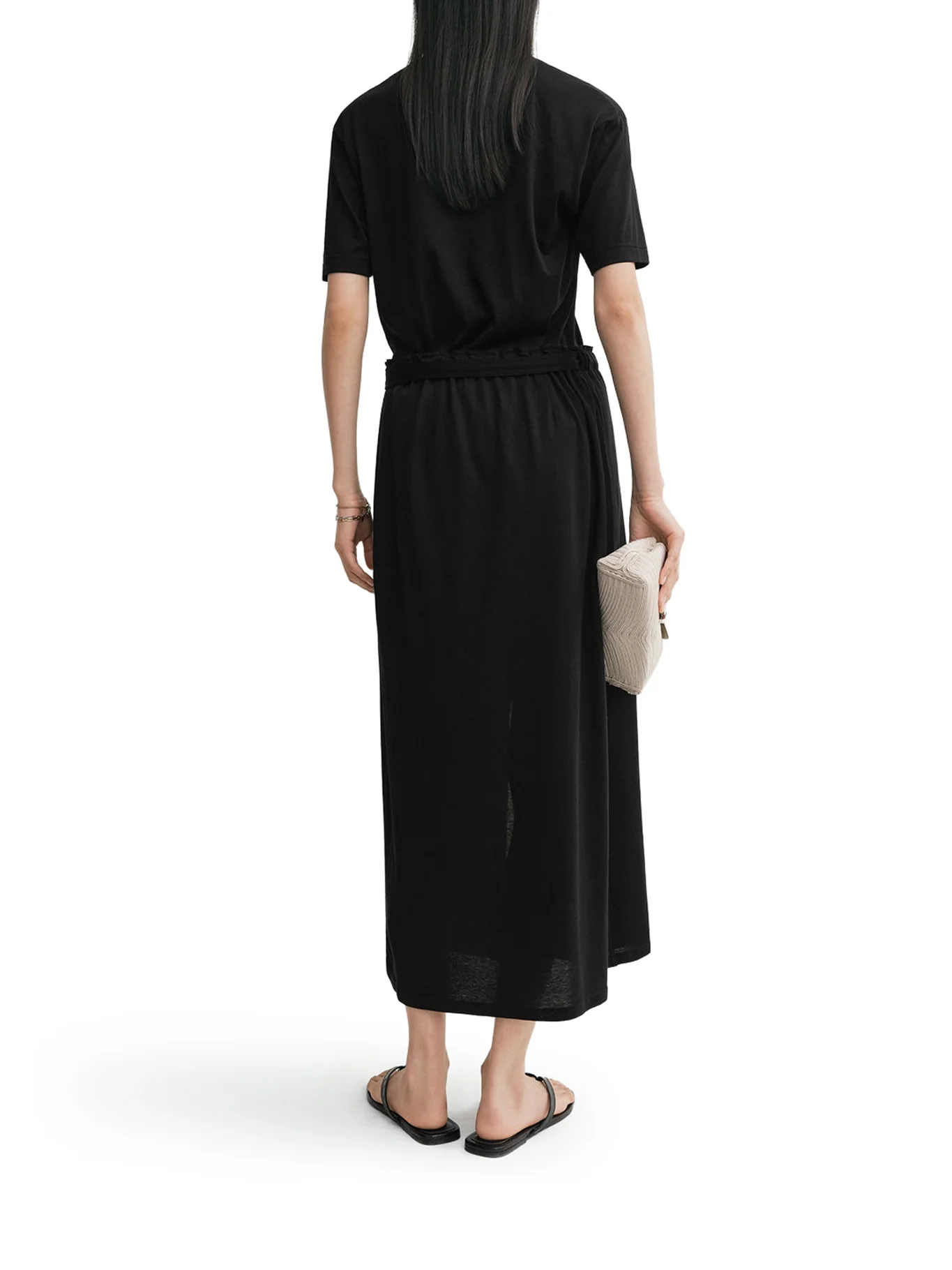 LONG COTTON AND SILK WRAP SKIRT - Image 3