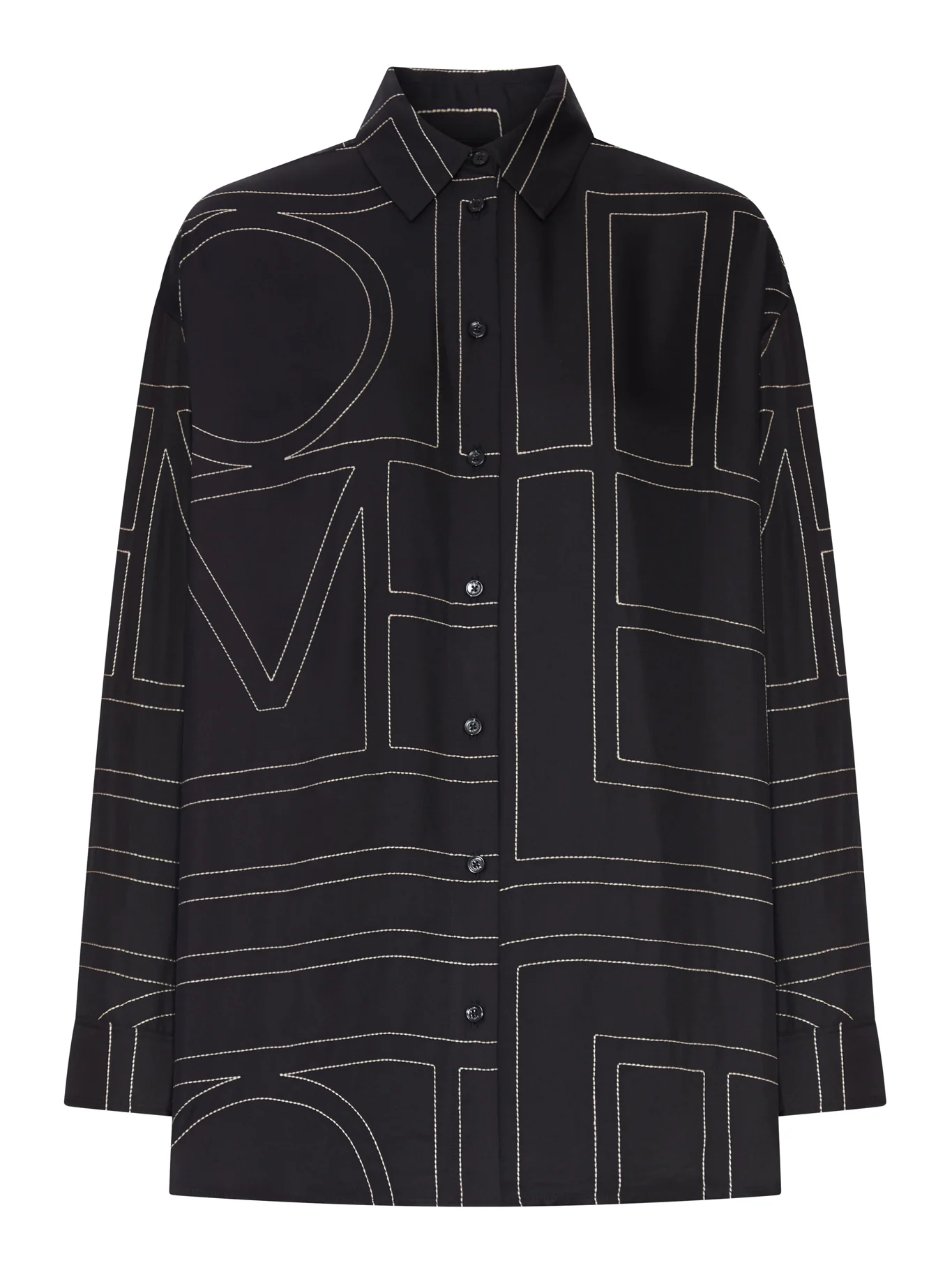 SILK SHIRT WITH MONOGRAM EMBROIDERY