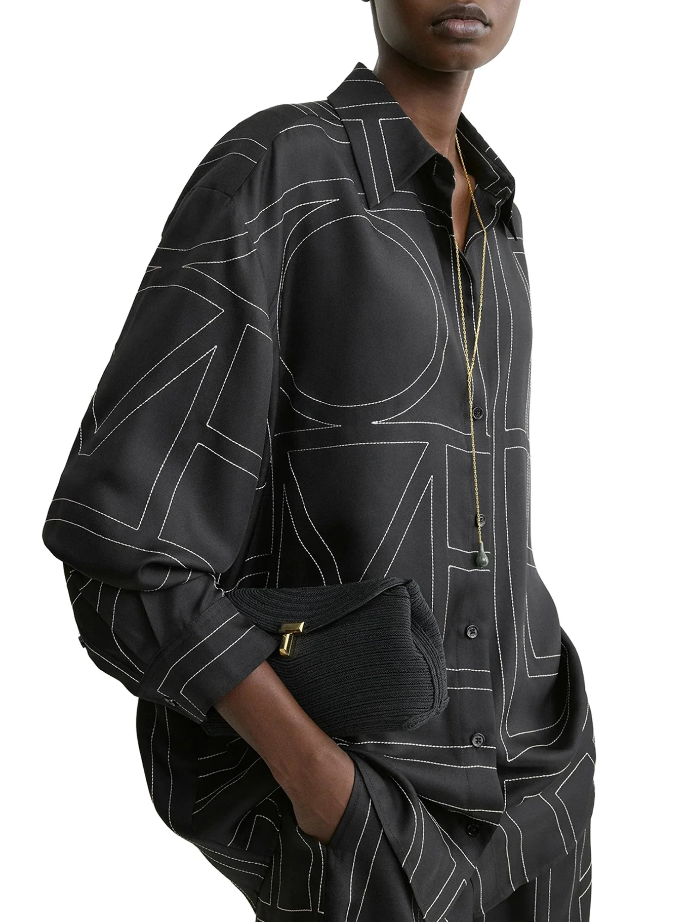 SILK SHIRT WITH MONOGRAM EMBROIDERY - Image 5