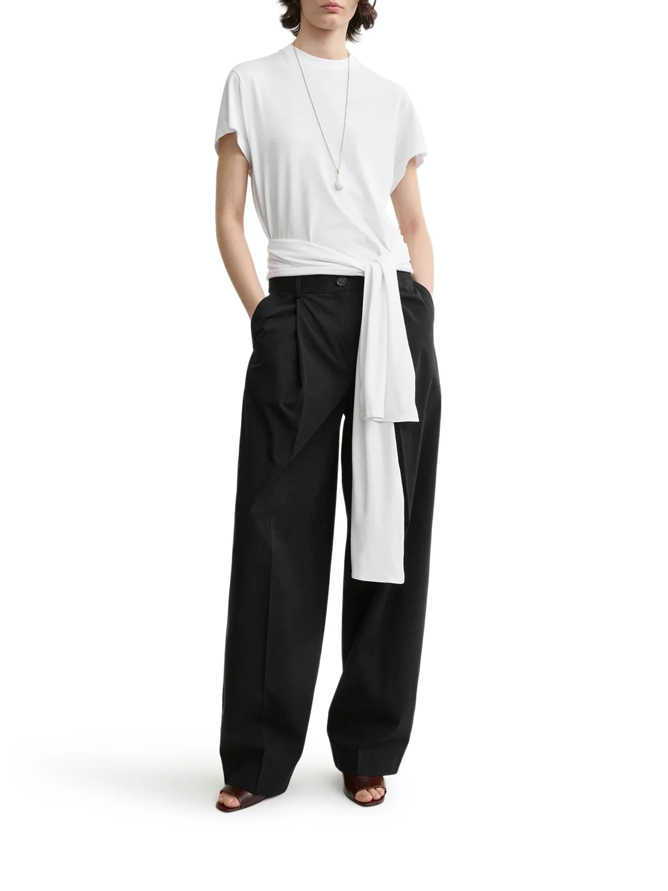 SINGLE-PLEATED COTTON TROUSERS - Image 2