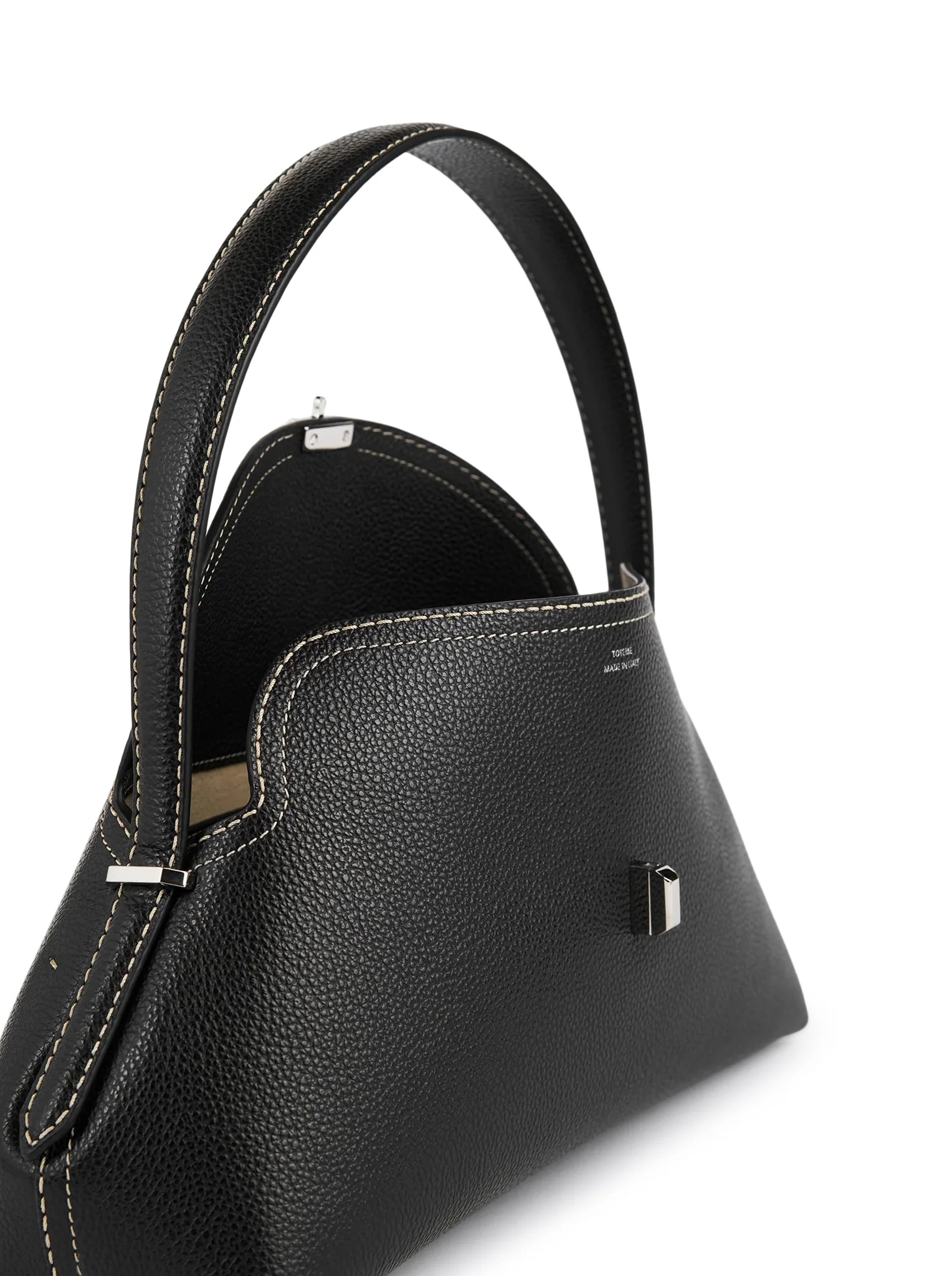 T-LOCK LEATHER BAG WITH CONTRASTING STITCHING - Image 5