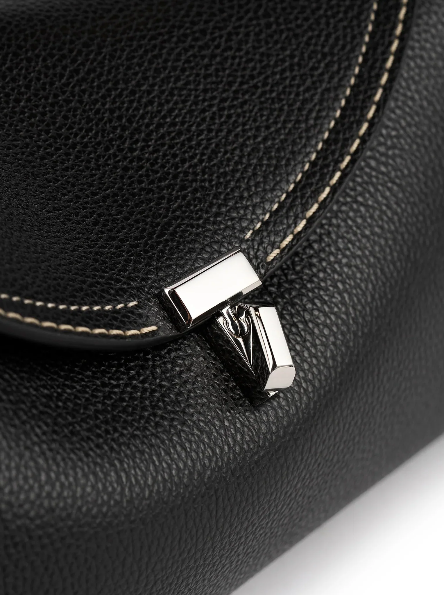 T-LOCK LEATHER BAG WITH CONTRASTING STITCHING - Image 7