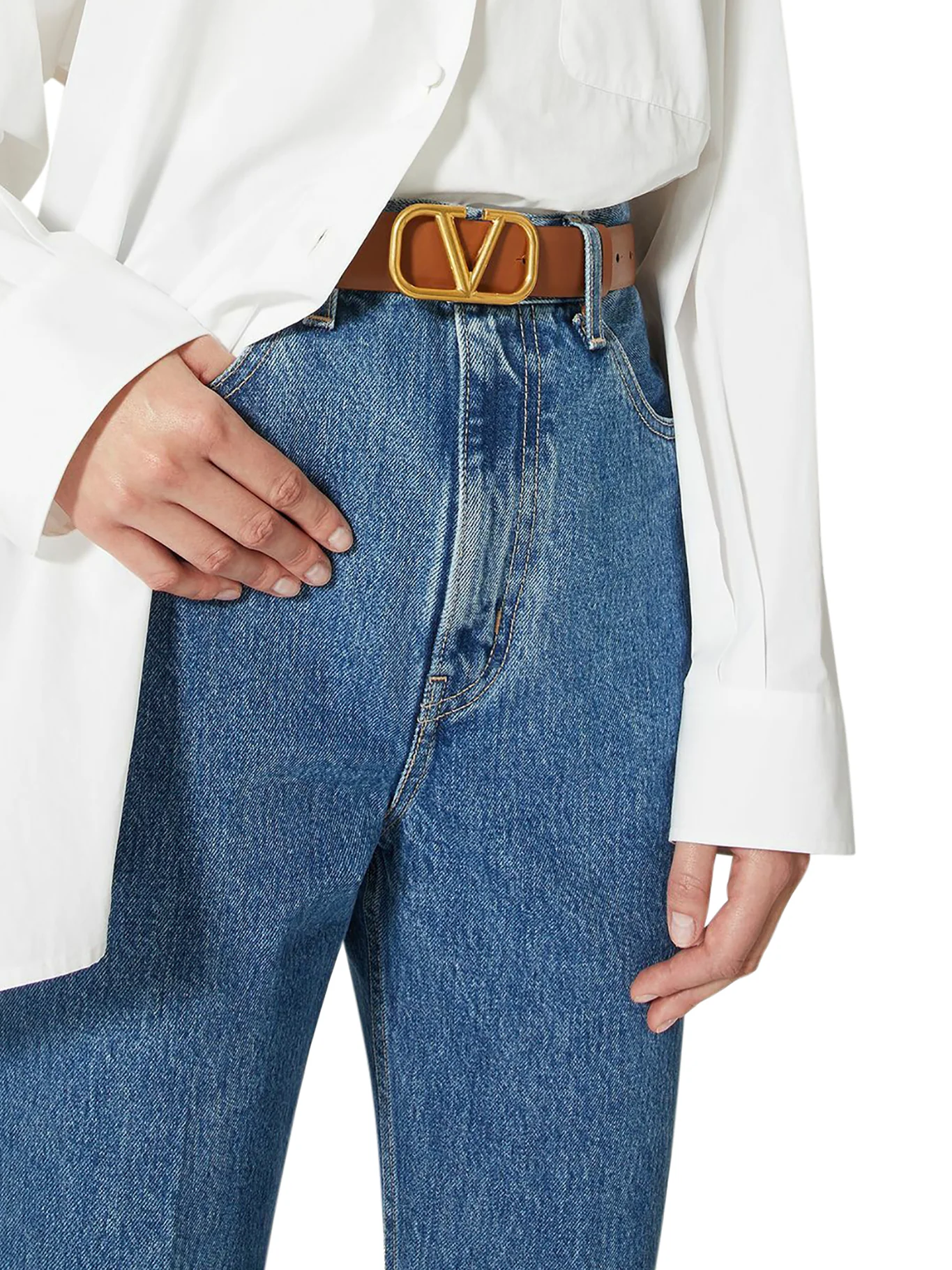 REVERSIBLE VLOGO SIGNATURE BELT IN POLISHED CALFSKIN 30 MM - Image 2
