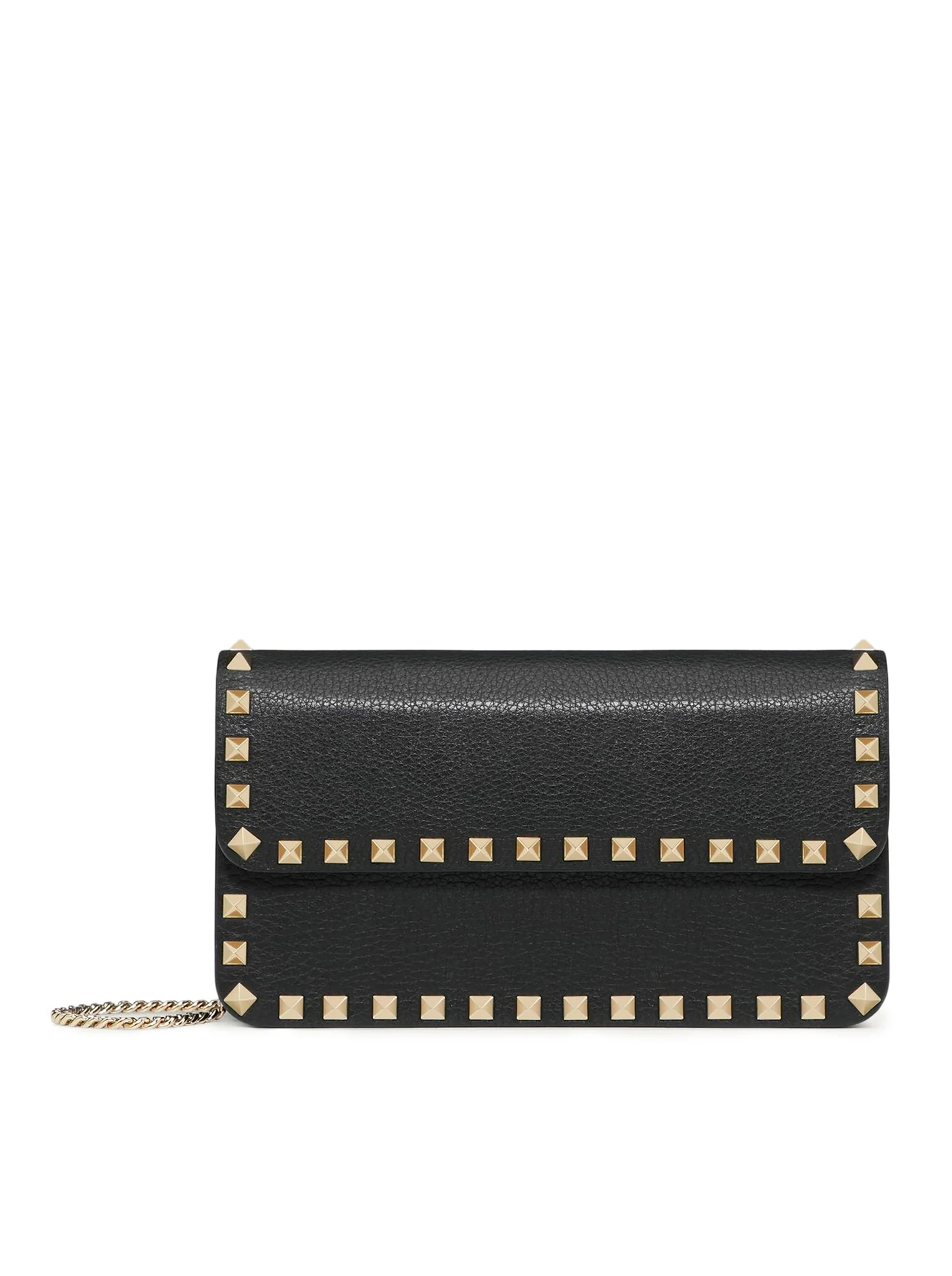 ROCKSTUD CHAIN POUCH IN GARNET CALFSKIN