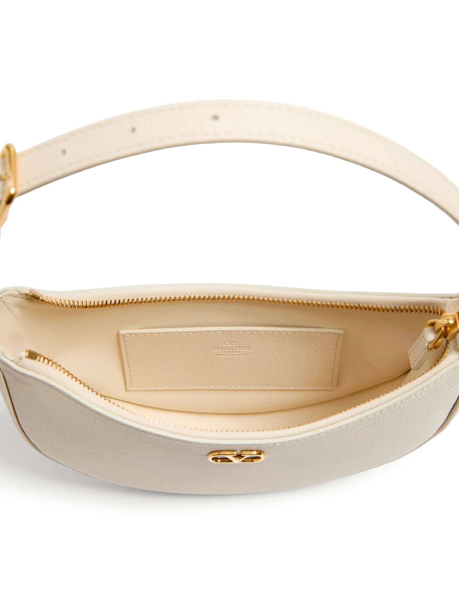 VLOGO SIGNATURE MINI HOBO BAG IN WHITE GARNET CALFSKIN - Image 4