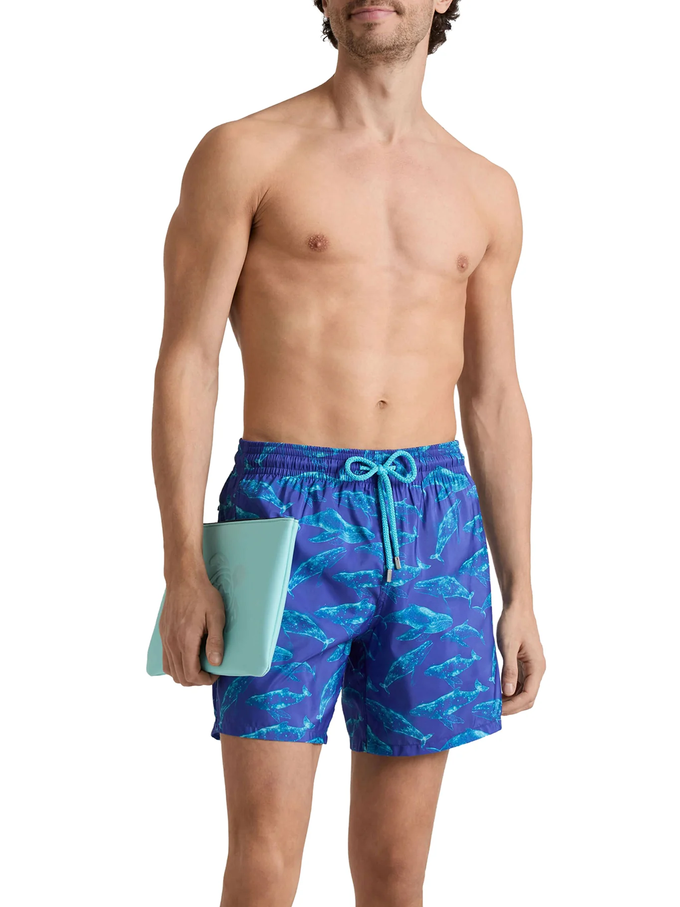 ULTRALIGHT AND FOLDABLE MEN`S SWIM SHORTS WITH PRINT - Image 2