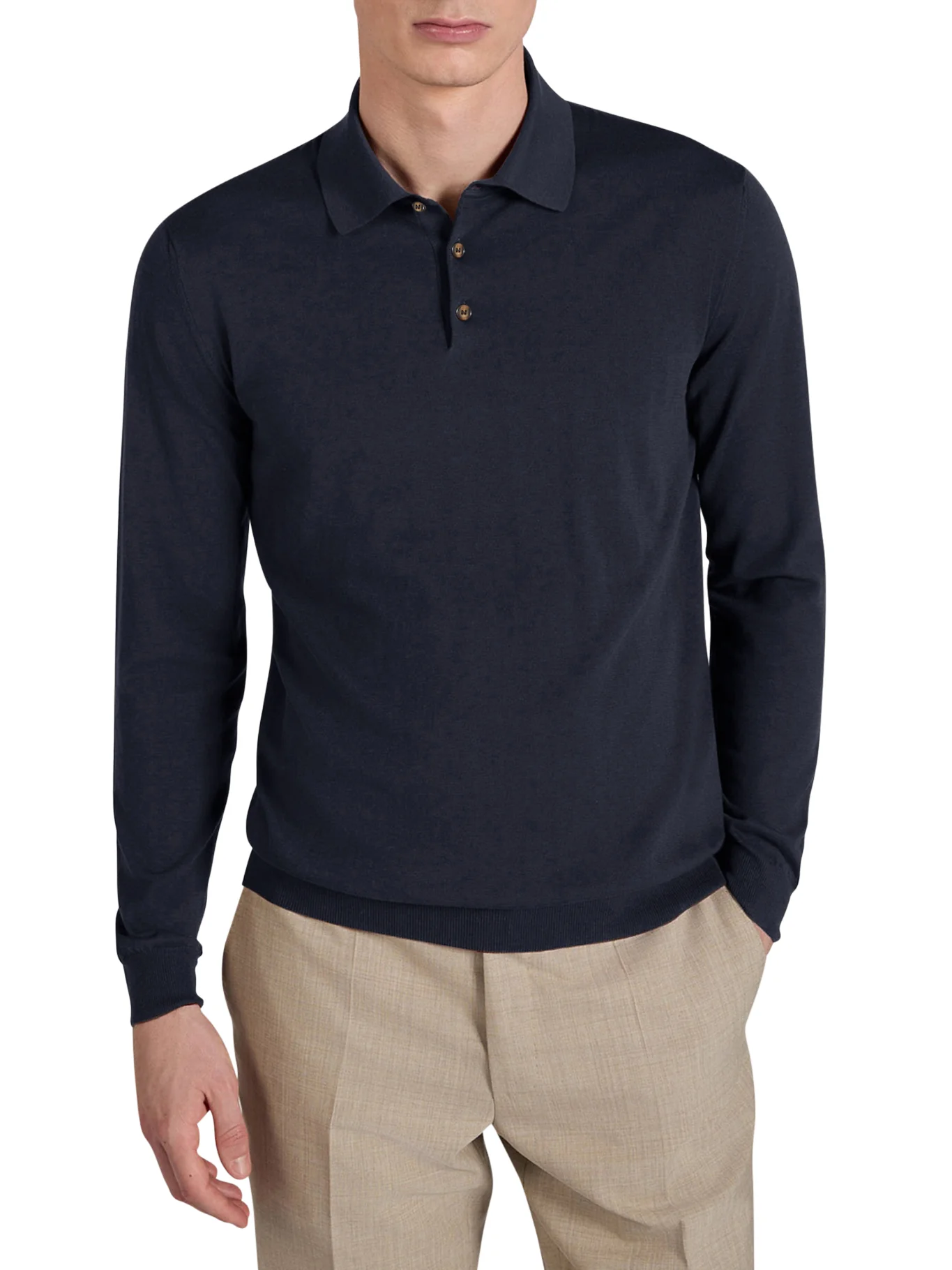 SLIM FIT COTTON AND SILK POLO SHIRT - Image 2
