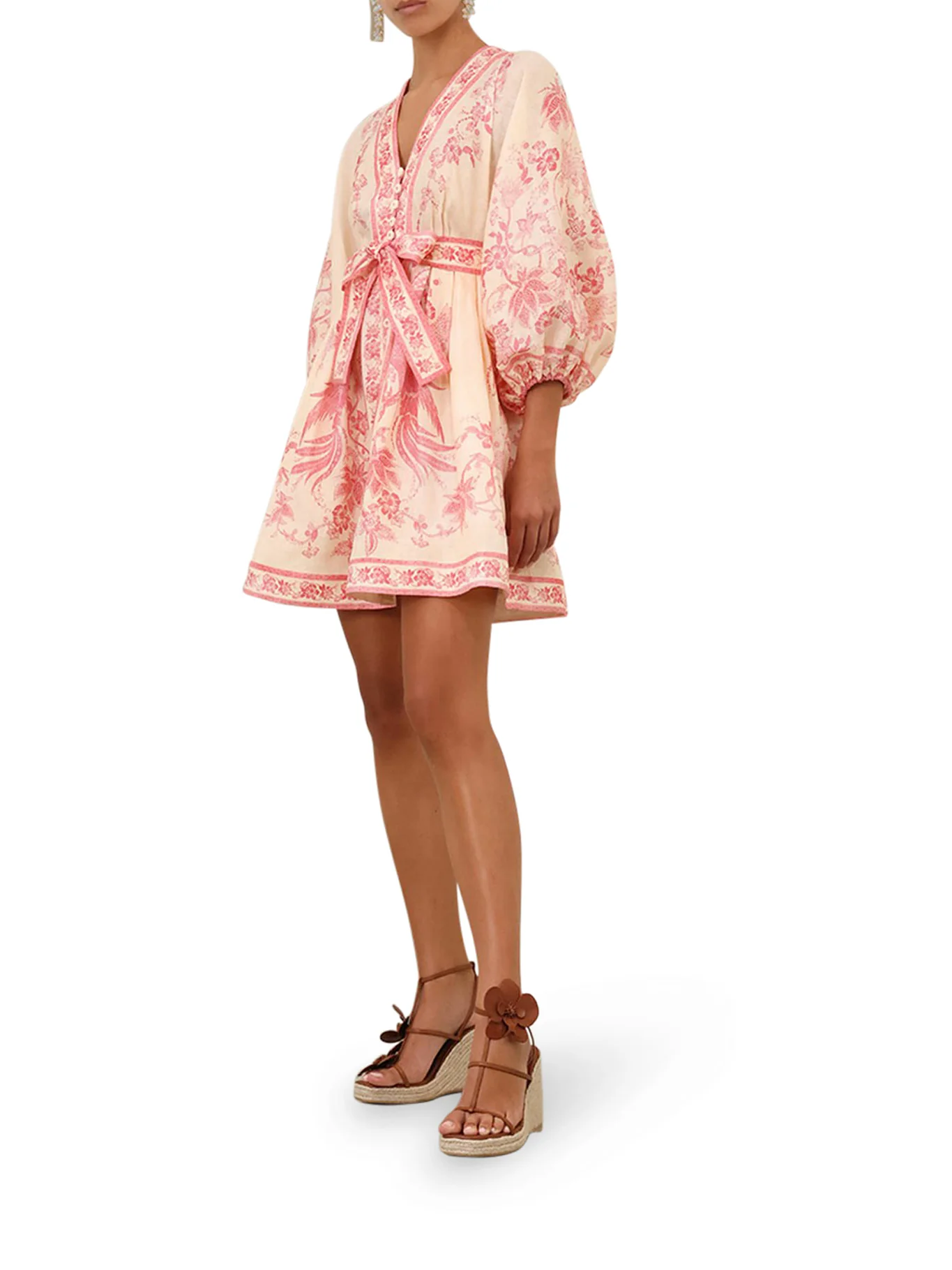 MINI DRESS WITH V-NECK AND CONTRASTING PRINT - Image 2